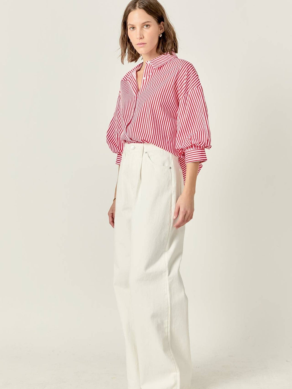 English Factory Harper Balloon Sleeve Striped Shirt