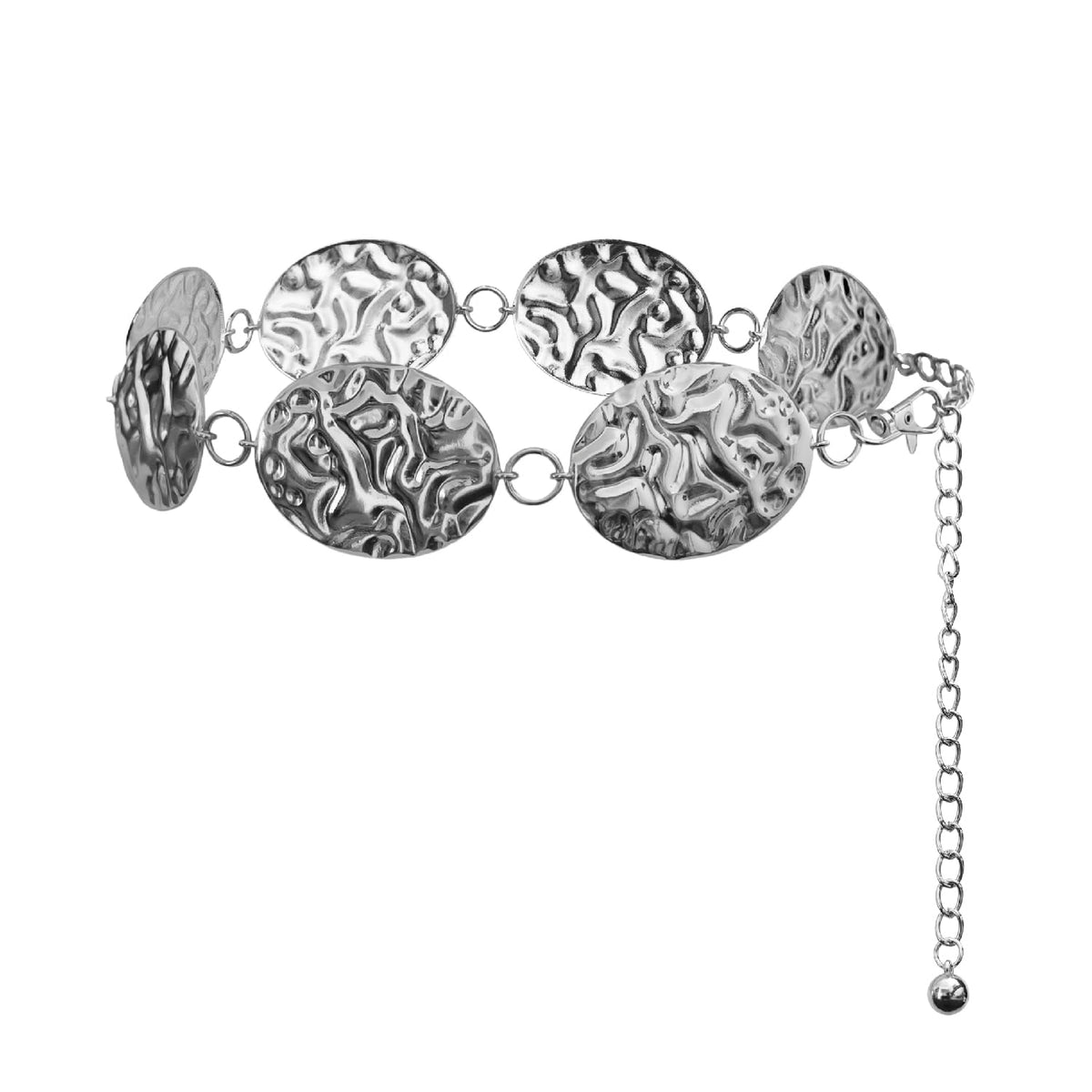 Hammered Metal Western Oversized Concho Chain Belt