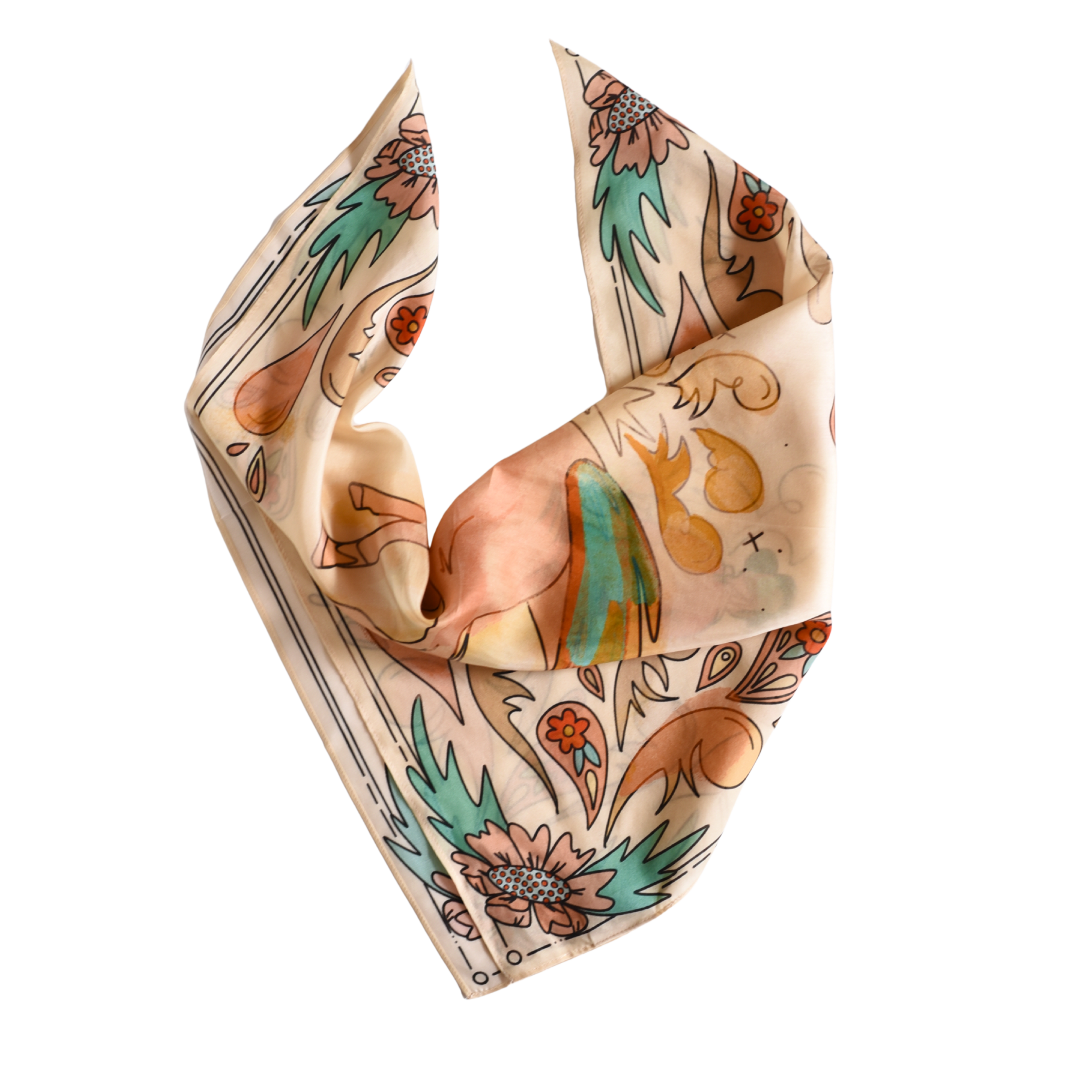 Summer Ride: Western Scarf Bandana Silk Tencel Cowgirl Wild Rag