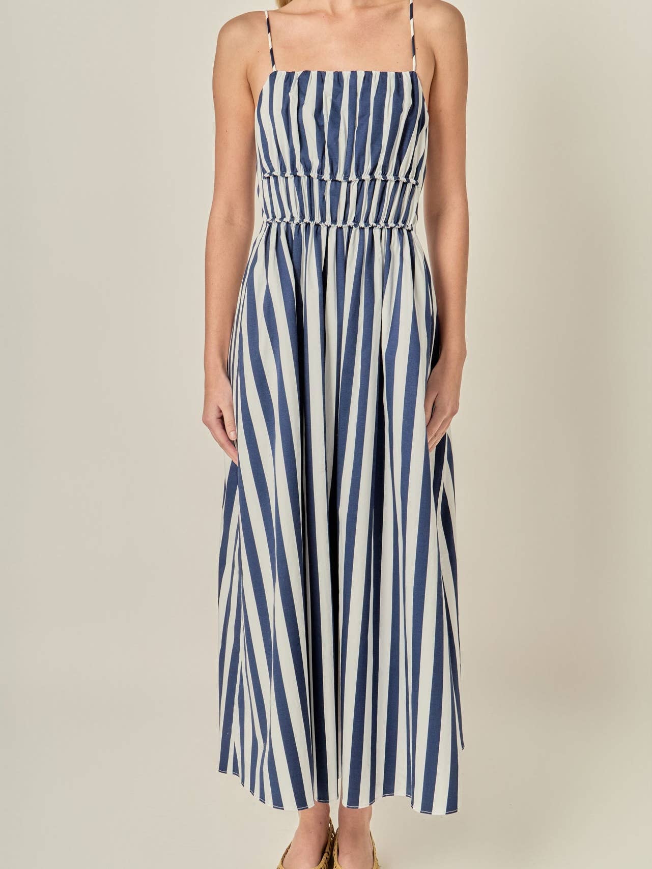 English Factory Stripe Sleeveless Maxi Dress