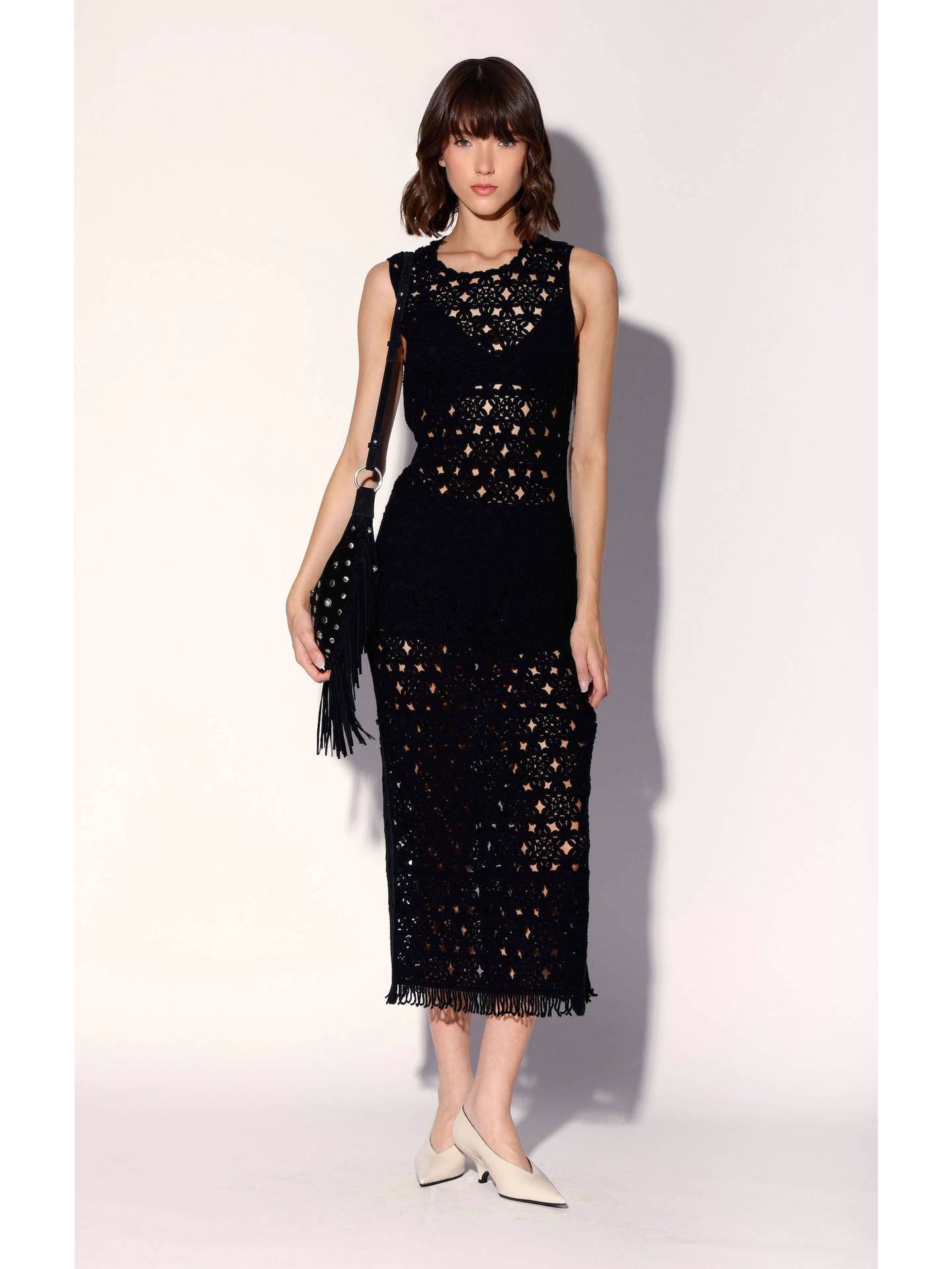 Walter Baker Brianna Dress, Dot Crochet Black