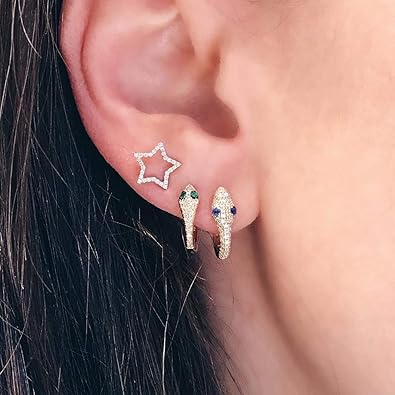 Gold huggie snake earrings