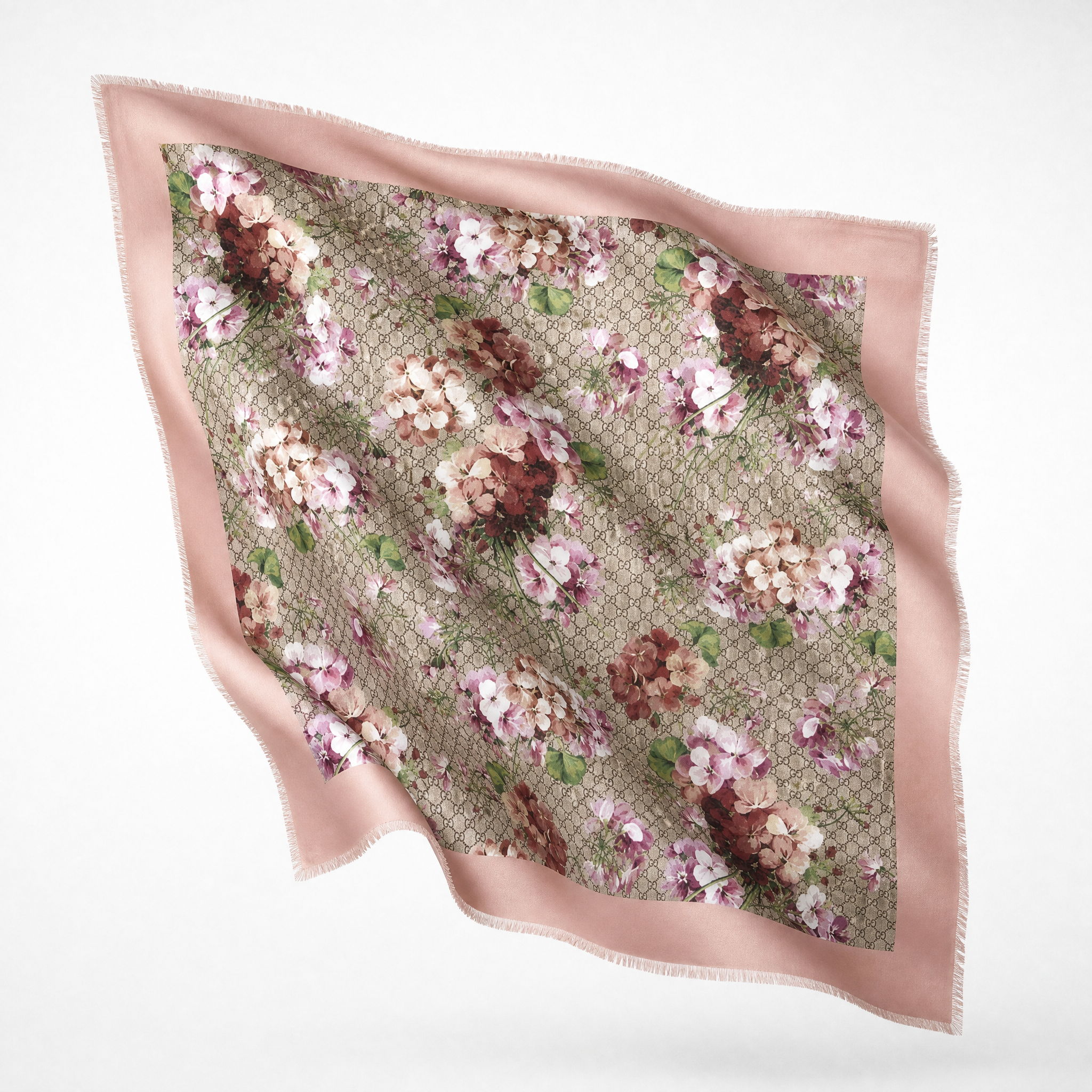 Vintage Gucci Blooms Pink Scarf Drawstring Crossbody Bag