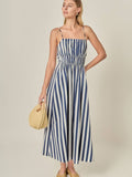 English Factory Stripe Sleeveless Maxi Dress
