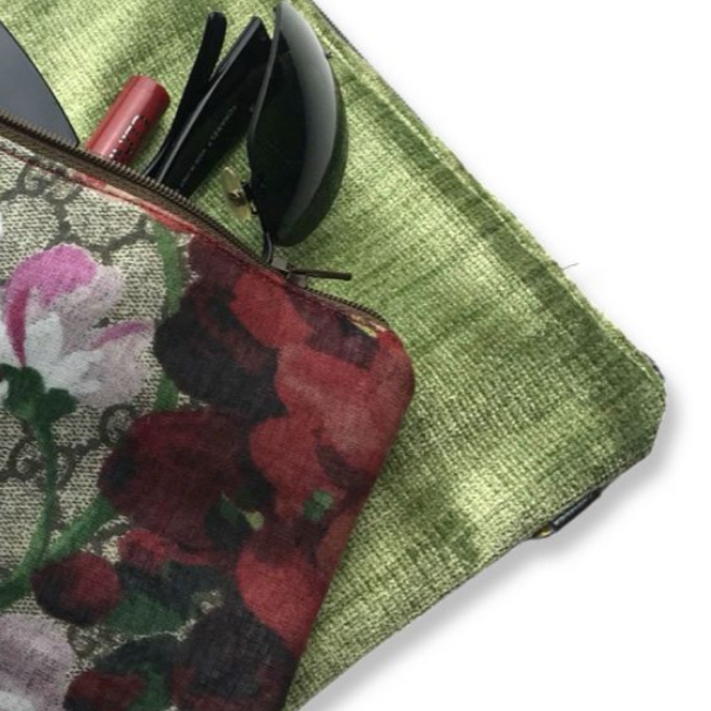 Vintage Gucci Blooms Pink Silk Scarf Coffee Run Keychain Bag
