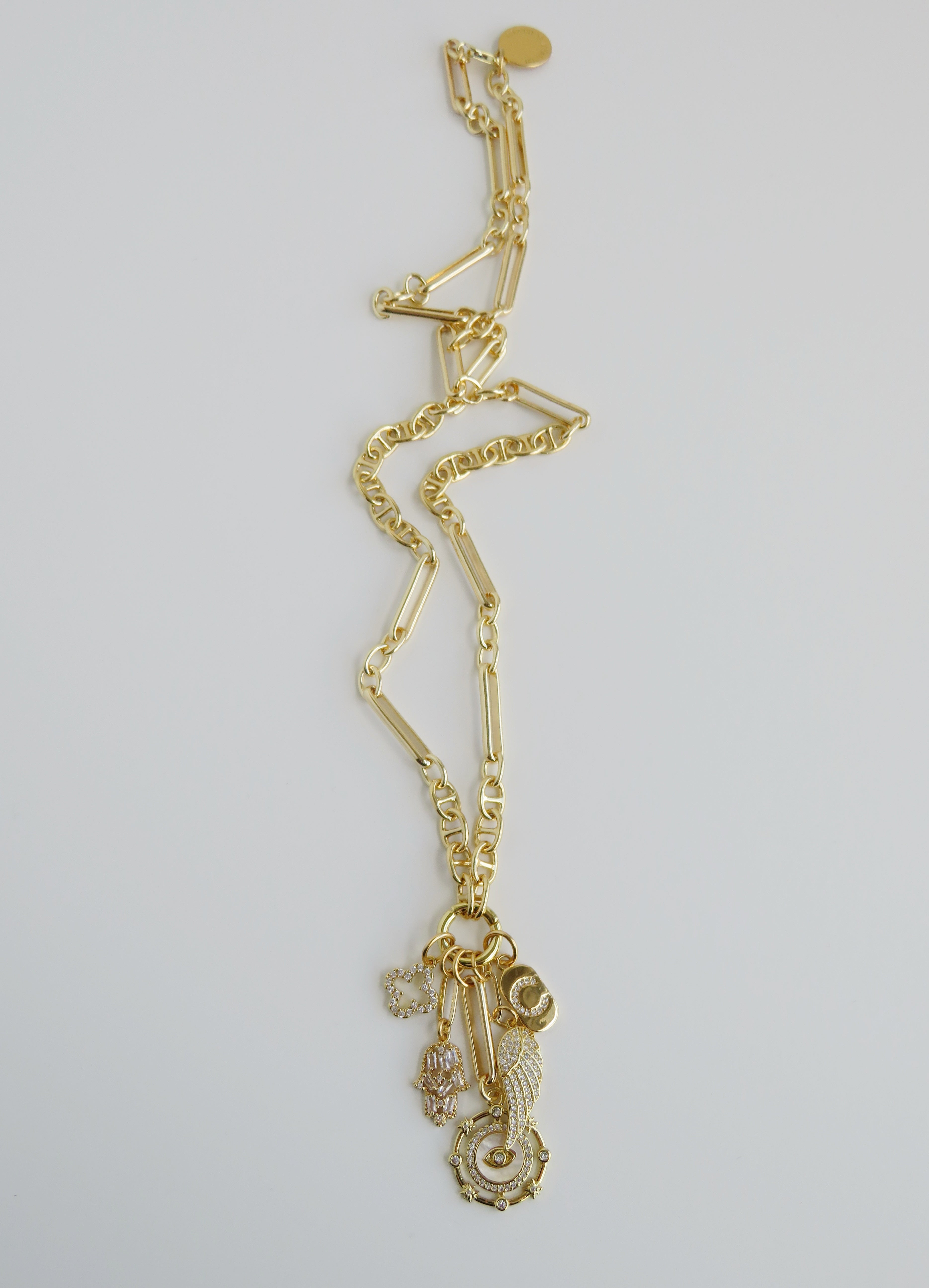Love & Divine Guidance Charm Cluster Necklace - Sanxenxo Link