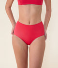 The High Waist Bikini Bottom - Eco Nylon - Cherry Red