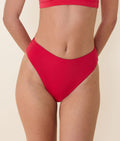 The 90s High Waist Bikini Bottom - Eco Nylon - Cherry Red