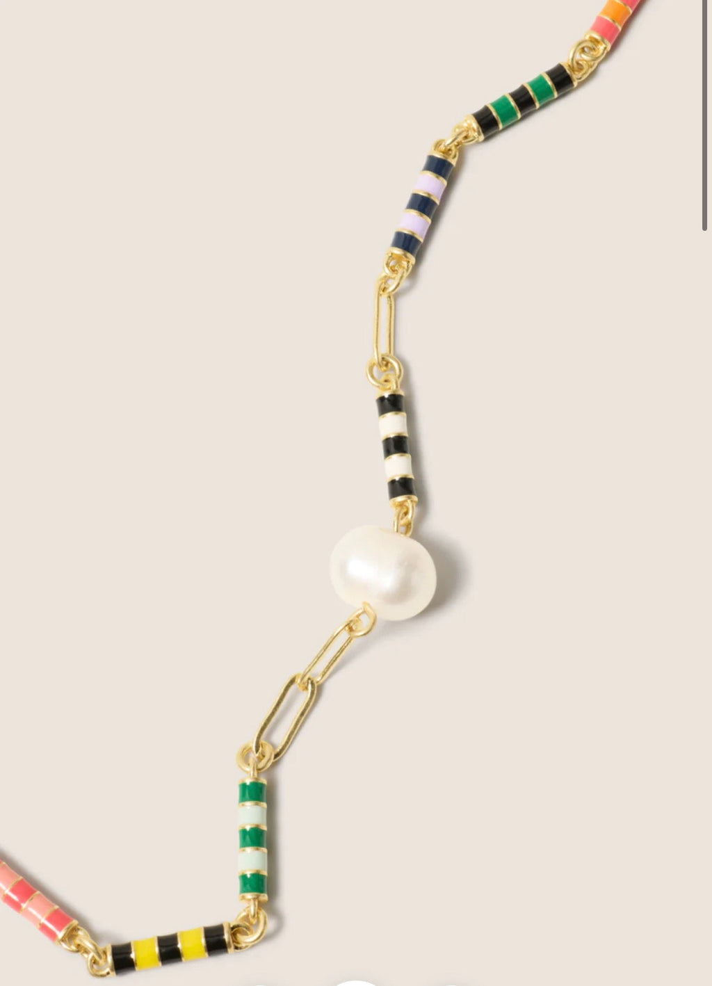 Clare V Le Stripe Pearl Necklace