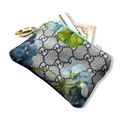 Vintage Gucci Blooms Blue Silk Scarf Coffee Run Keychain Bag