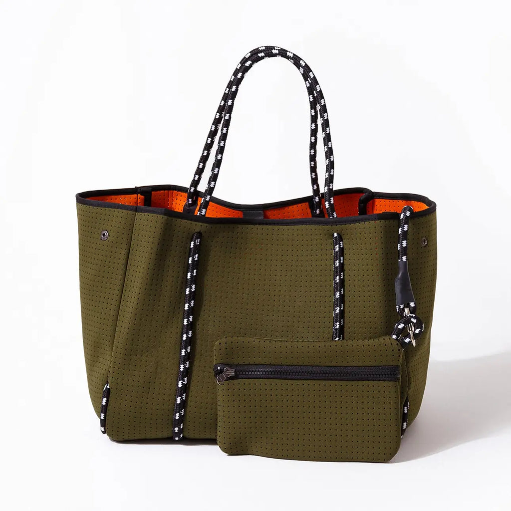 Large Neoprene Tote Bag Safari Green