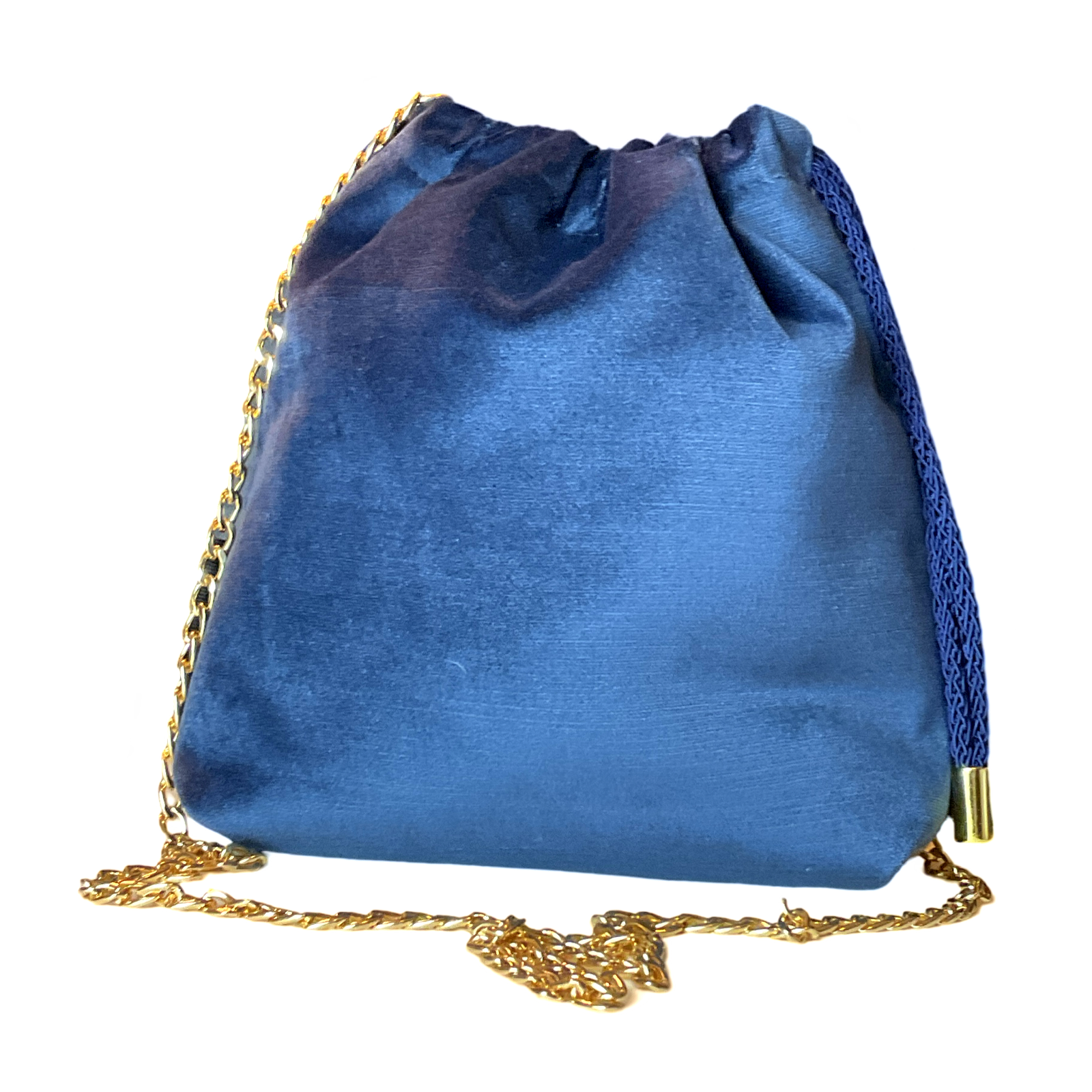 Vintage Gucci Blooms Blue Scarf Drawstring Crossbody Bag