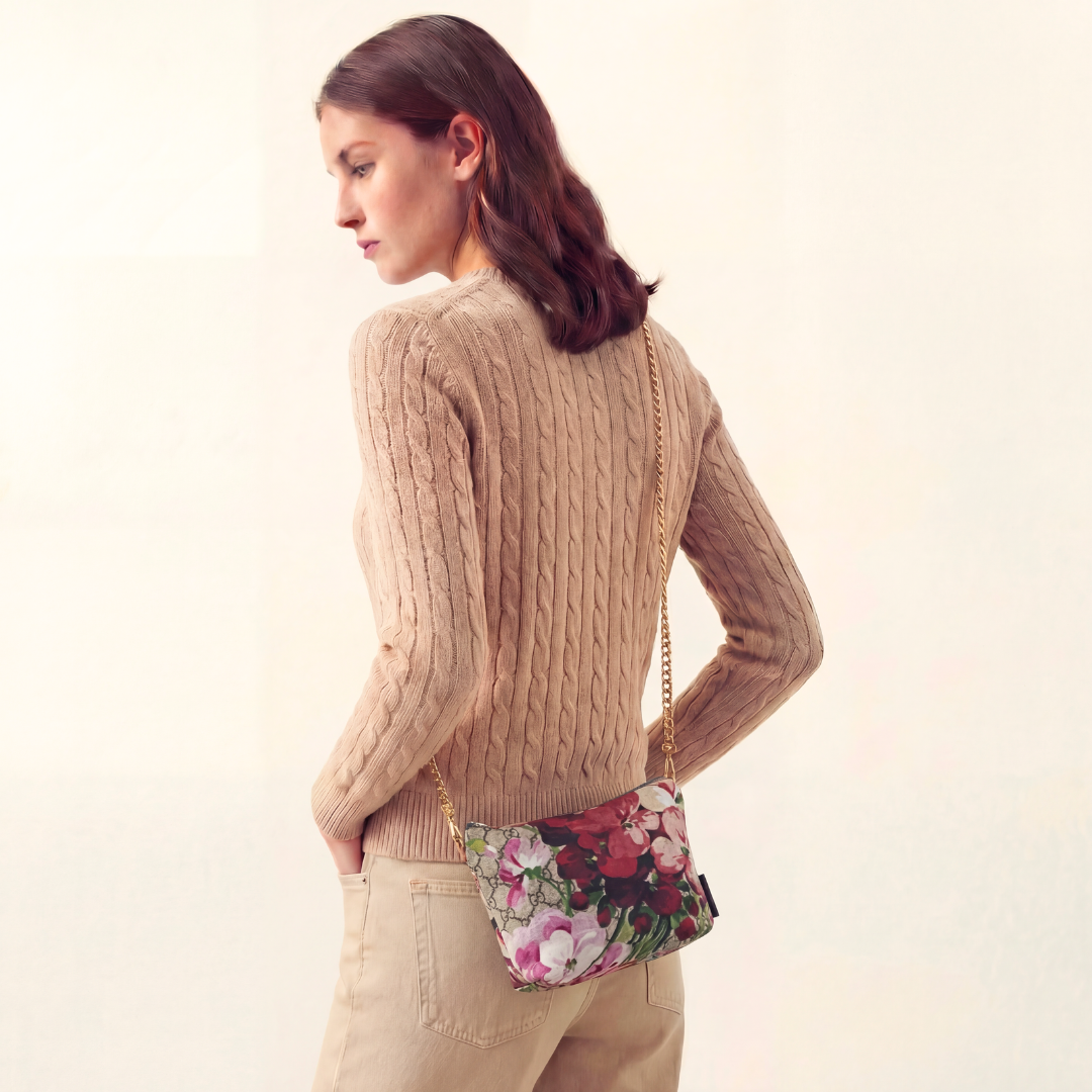 Vintage Gucci Blooms Pink Scarf Crossbody Bag