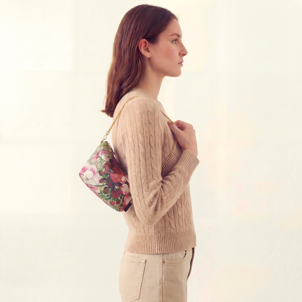 Vintage Gucci Blooms Pink Scarf Crossbody Bag