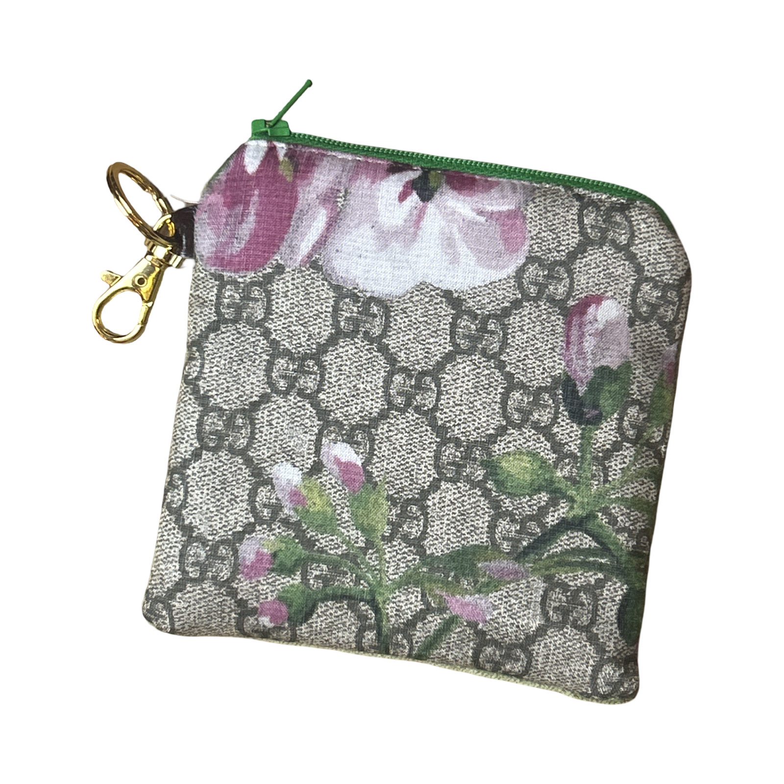 Vintage Gucci Blooms Pink Silk Scarf Coffee Run Keychain Bag