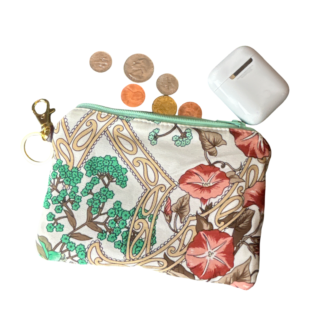 Vintage Dior Garden Trellis Silk Scarf Coffee Run Keychain Bag