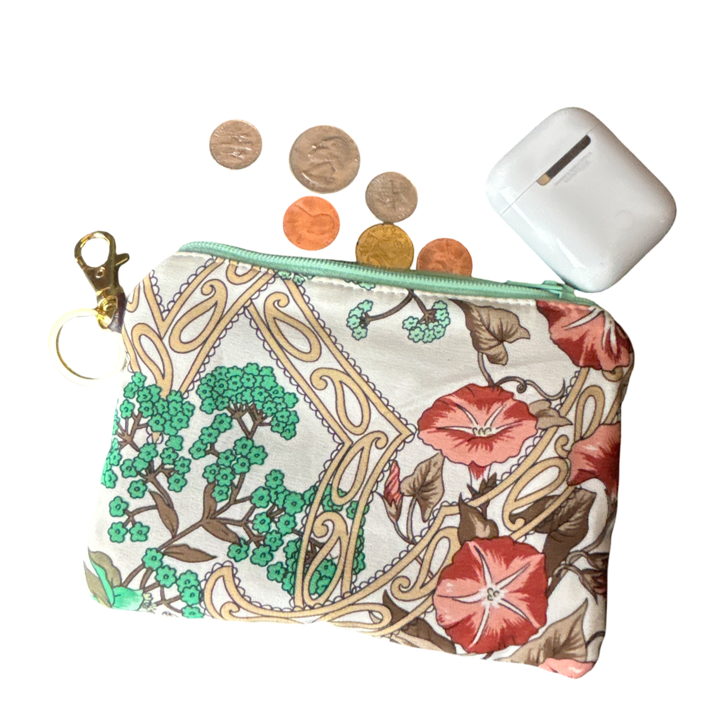 Vintage Dior Garden Trellis Silk Scarf Coffee Run Keychain Bag