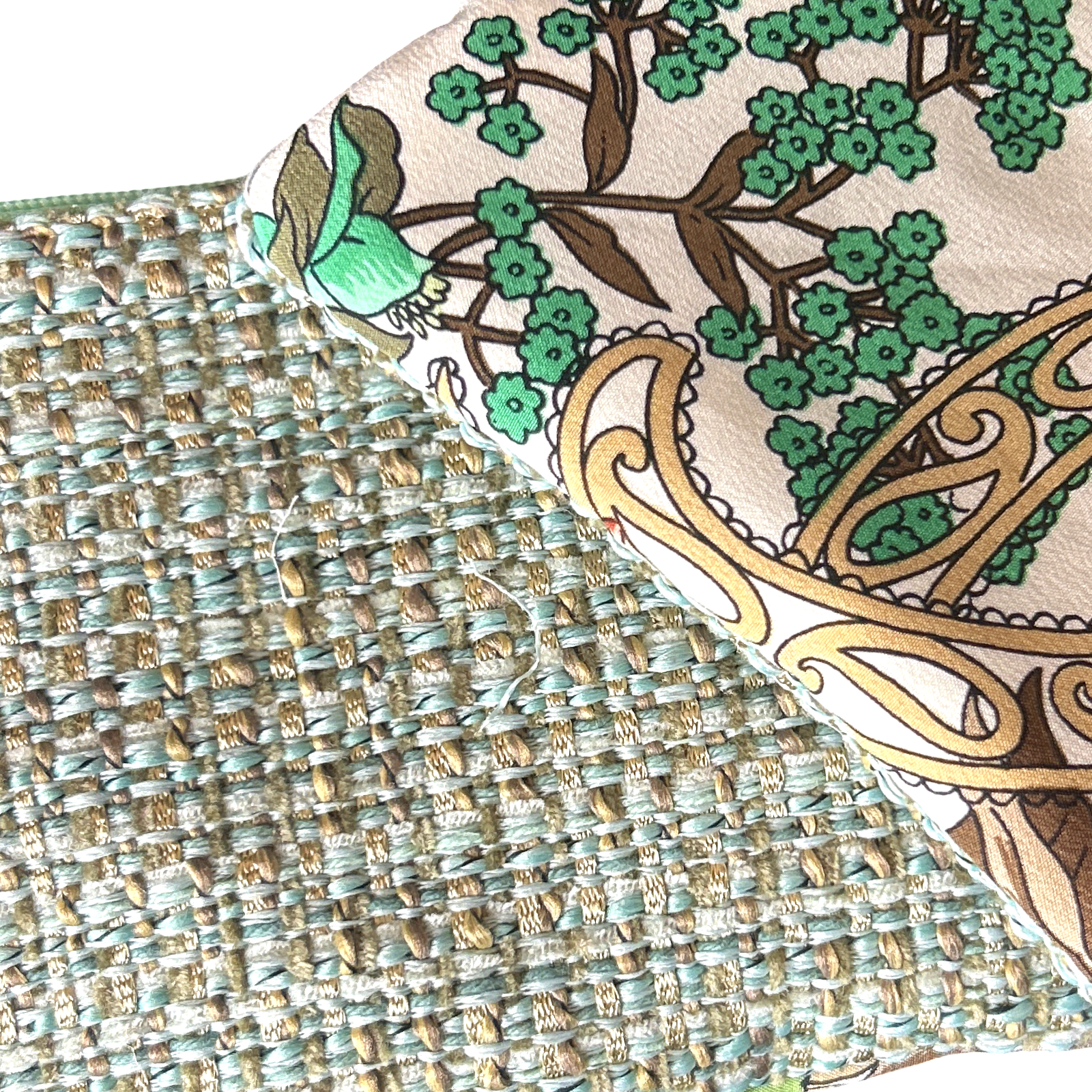 Vintage Dior Garden Trellis Silk Scarf Coffee Run Keychain Bag