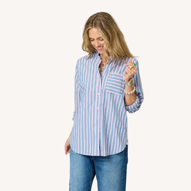 Kerri Rosenthal Mia Ruffle Stripe Shirt - Multi