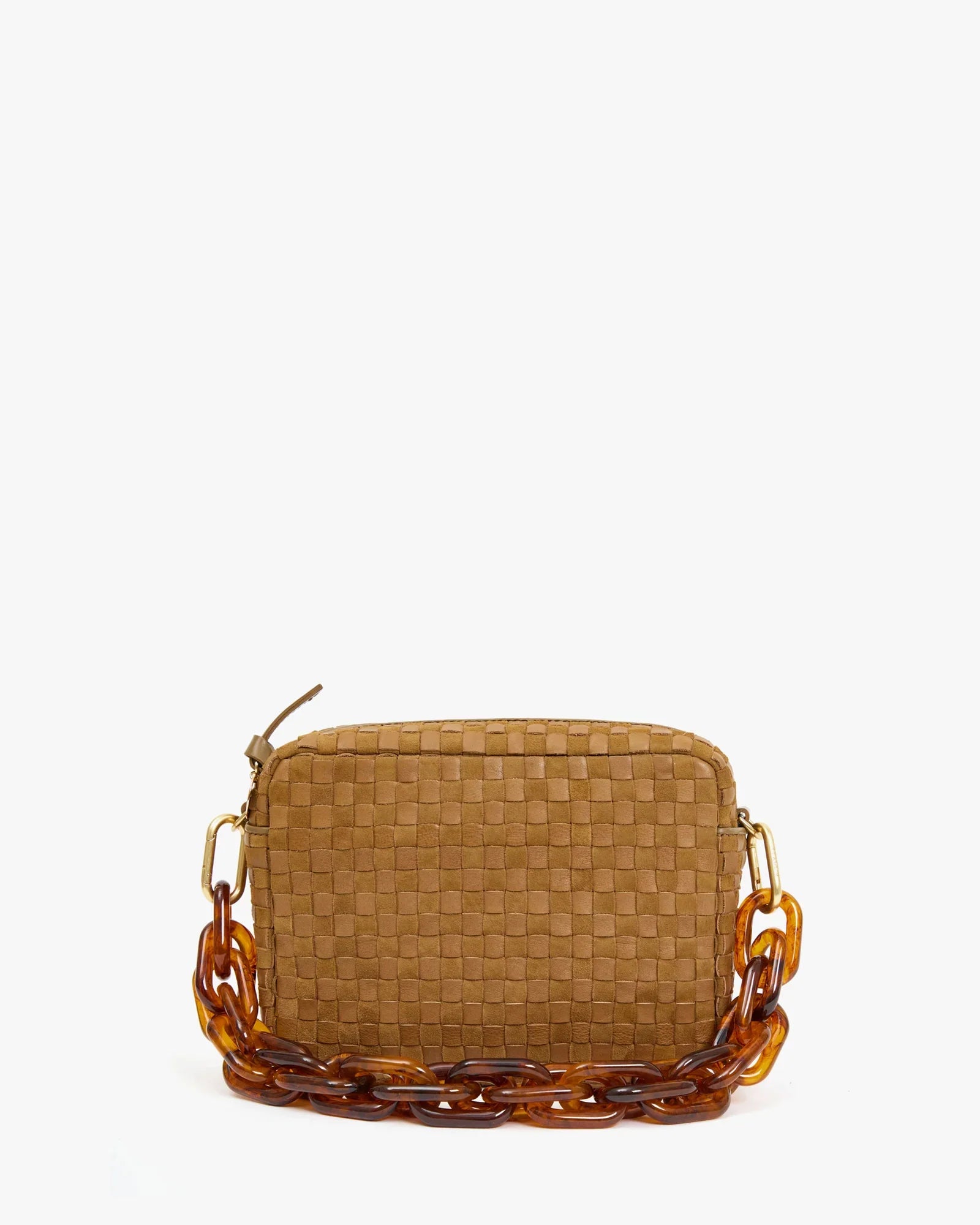 Clare V Midi Sac - Leather & Suede Woven Checker