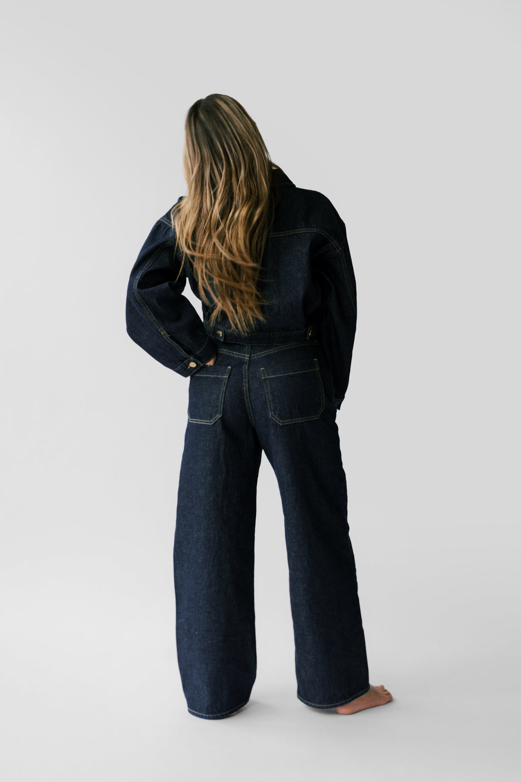 Nelle Atelier Petite Boxy Cropped Jacket - The Miri Jacket in Indigo