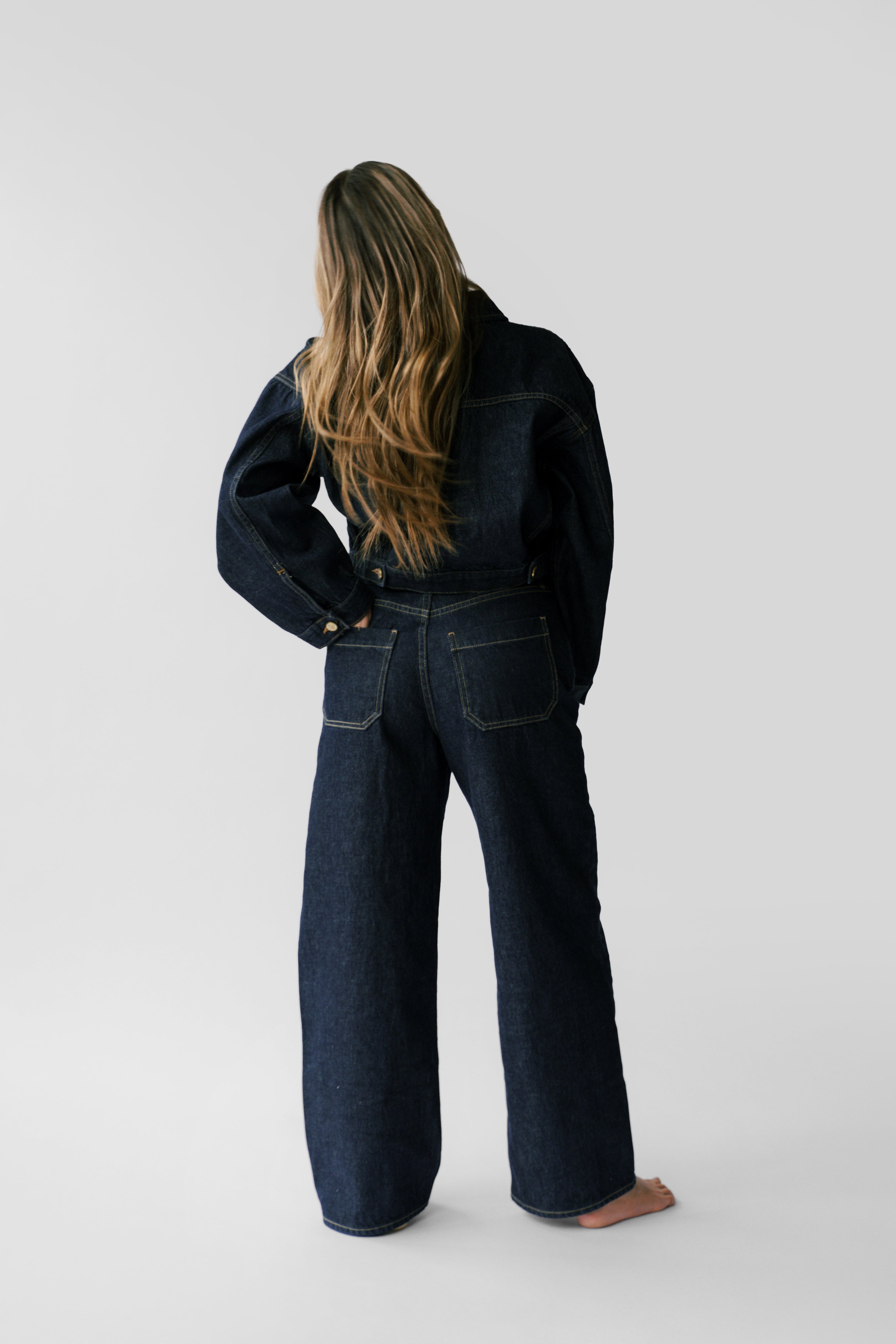 Nelle Atelier Petite Boxy Cropped Jacket - The Miri Jacket in Indigo
