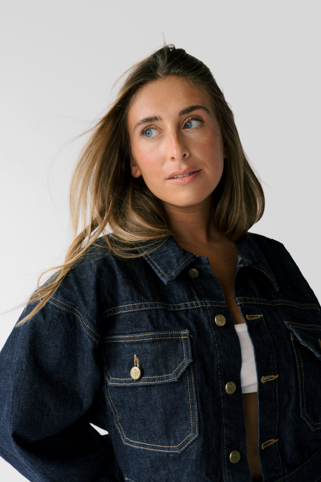 Nelle Atelier Petite Boxy Cropped Jacket - The Miri Jacket in Indigo