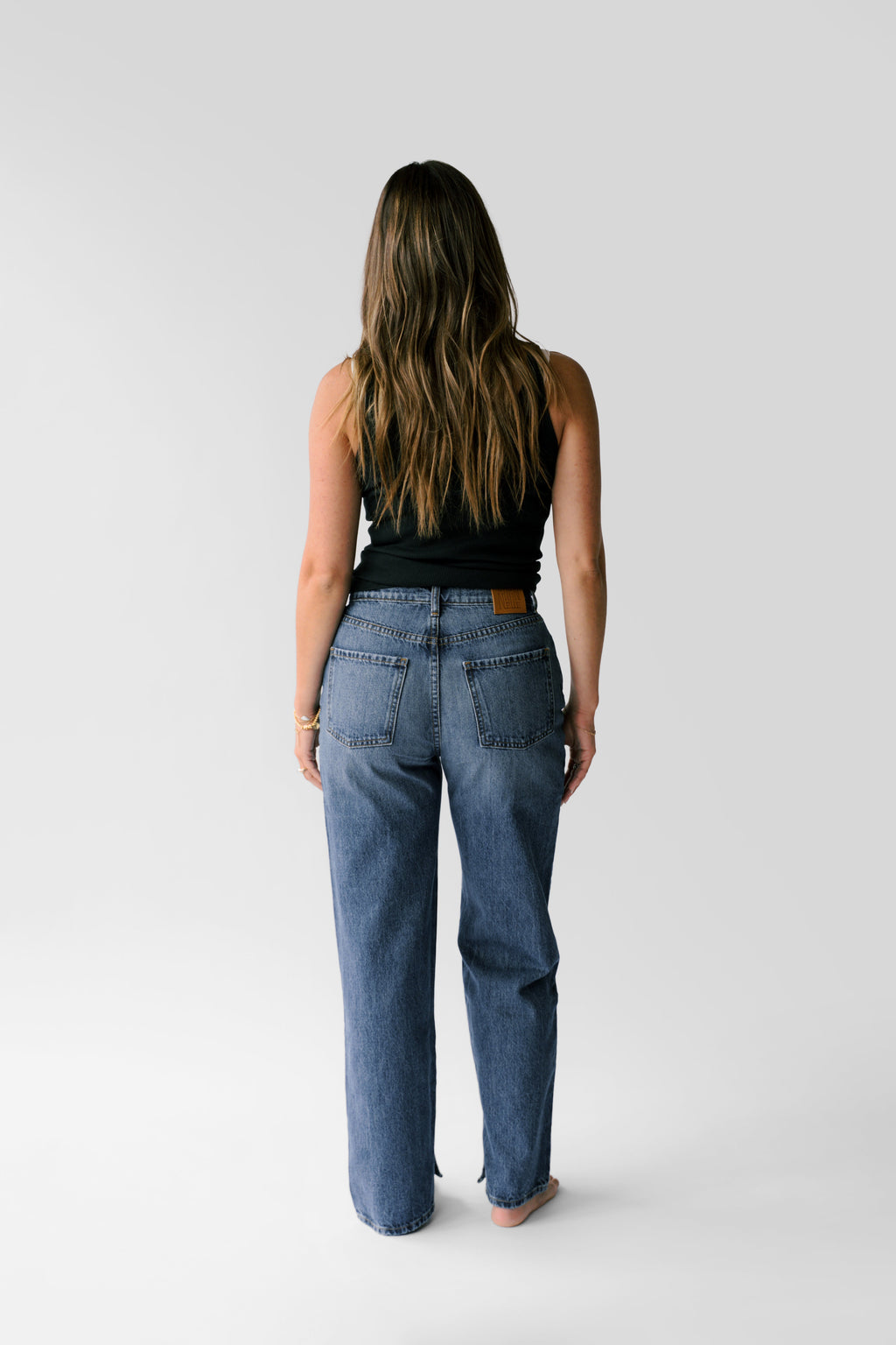 Nelle Atelier Petite High-Rise Relaxed Straight Leg Jean - The Maddy in Sapphire