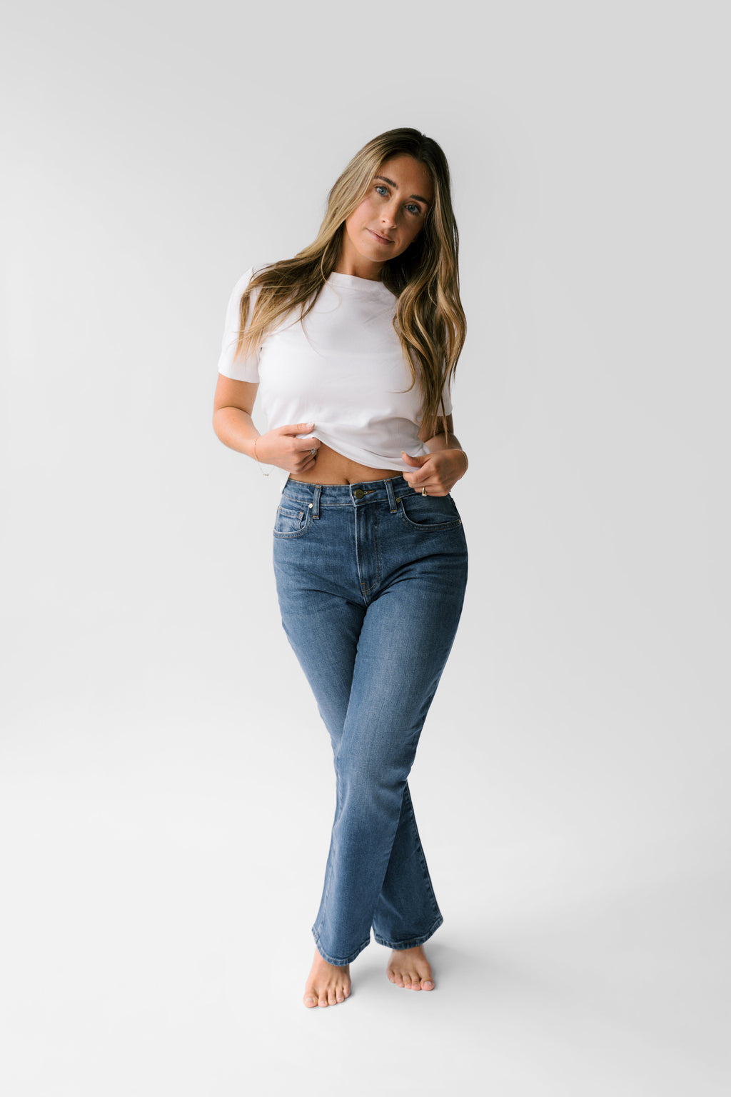 Nelle Atelier Petite High-Rise Stovepipe Jean - The Kate in Sapphire