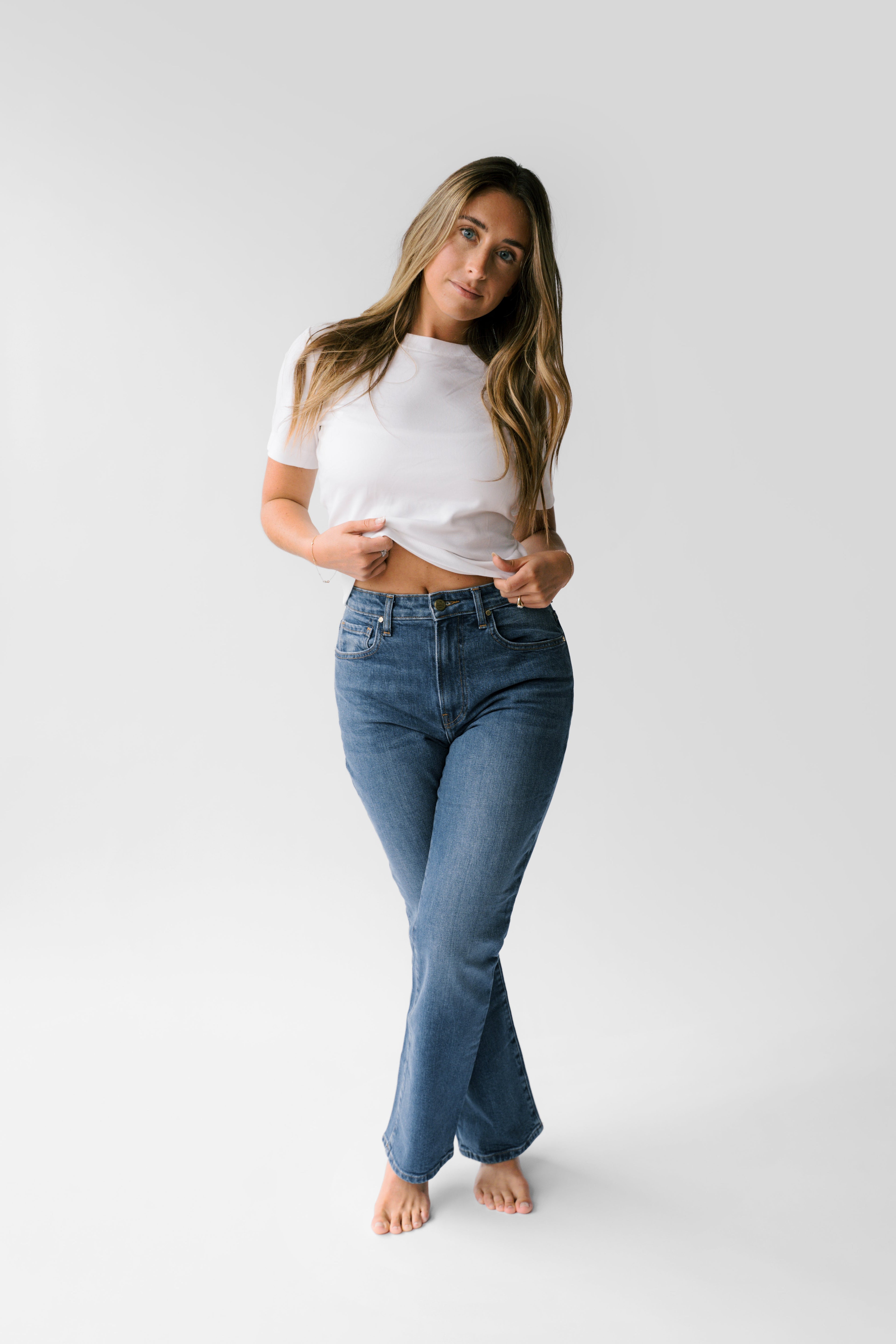 Nelle Atelier Petite High-Rise Stovepipe Jean - The Kate in Sapphire