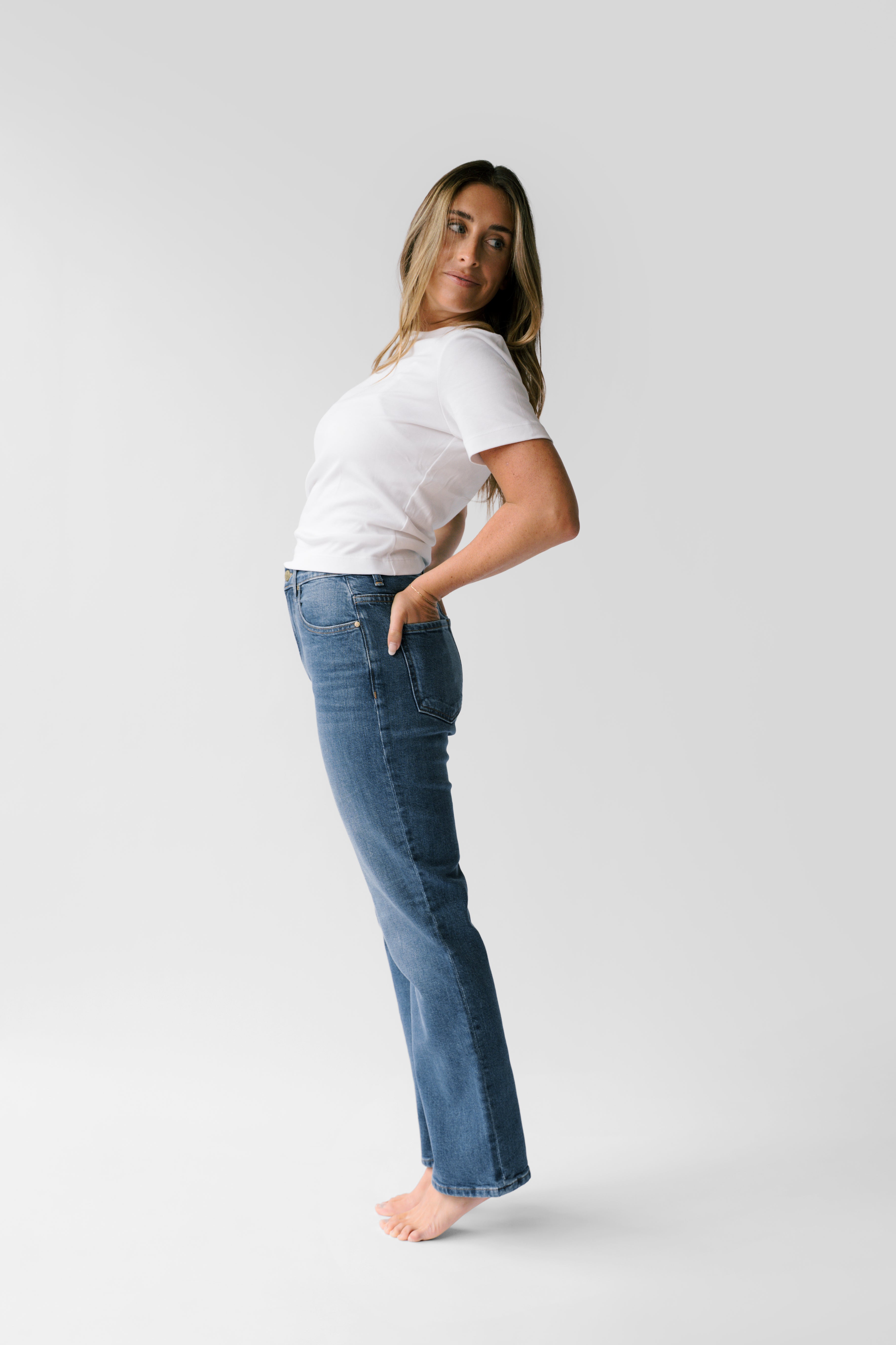 Nelle Atelier Petite High-Rise Stovepipe Jean - The Kate in Sapphire