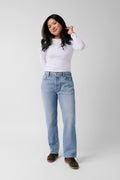 Nelle Atelier Petite Mid-Rise Boyfriend Jean - The Claire Vintage in Sky