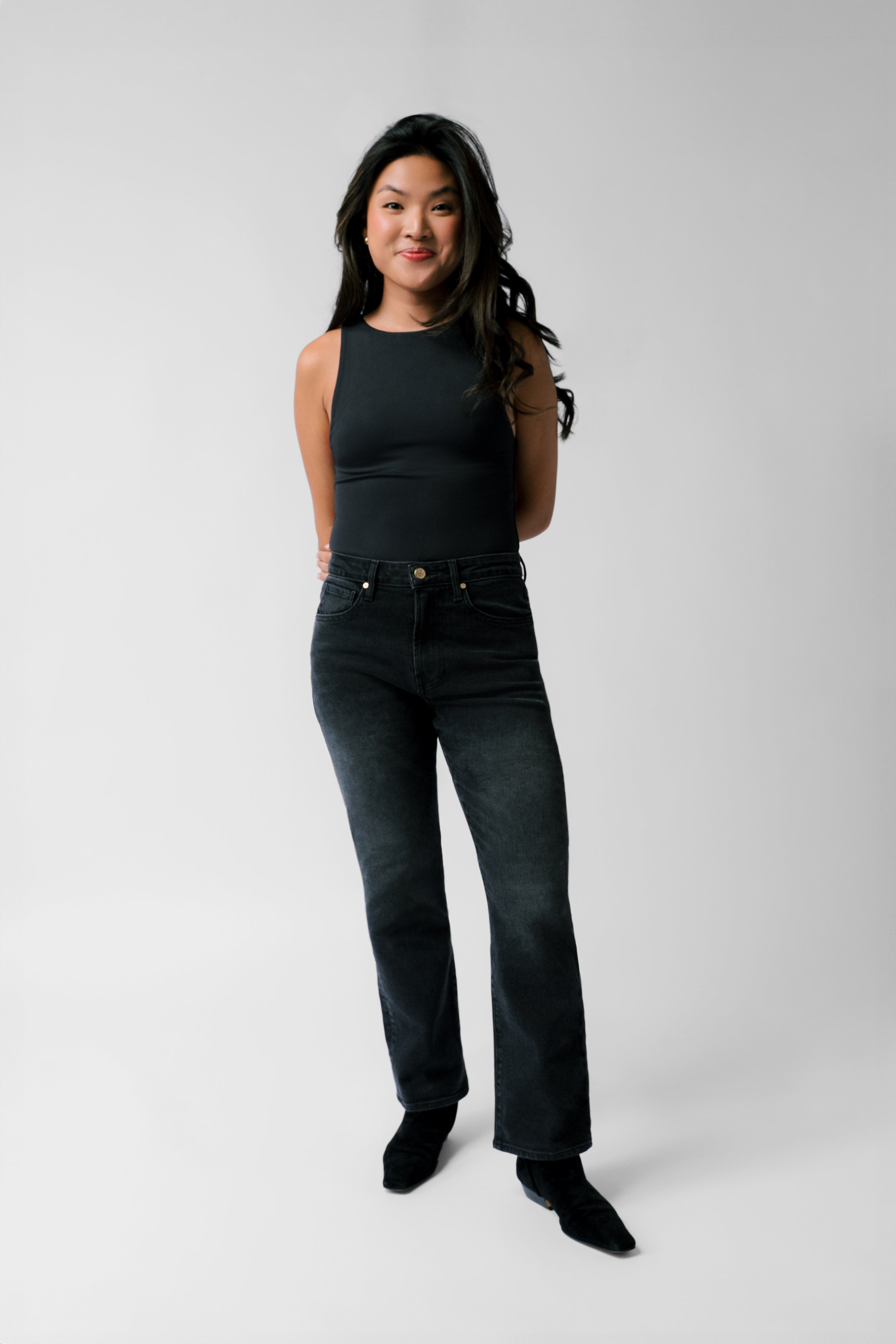 Nelle Atelier Petite High-Rise Stovepipe Jean - The Kate in Kohl