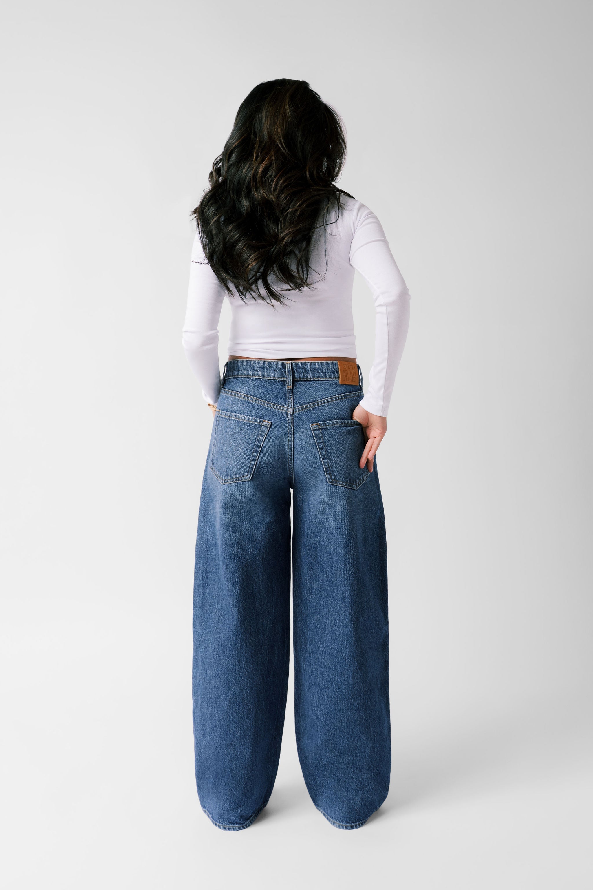 Nelle Atelier Petite Mid-Rise Baggy Jean - The Kiki in Sapphire