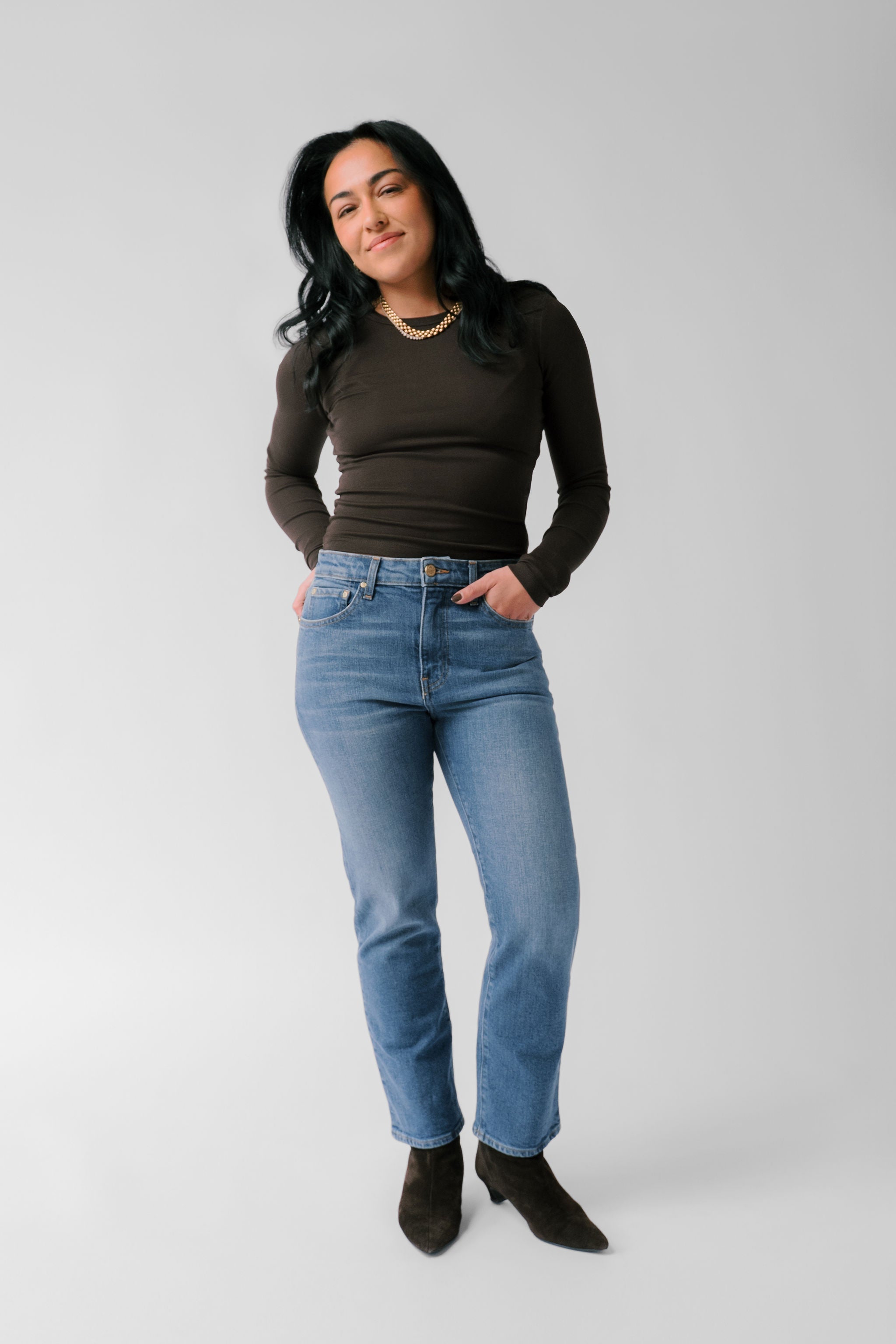 Nelle Atelier Petite Cropped Straight Jean - The Gabi in Royal