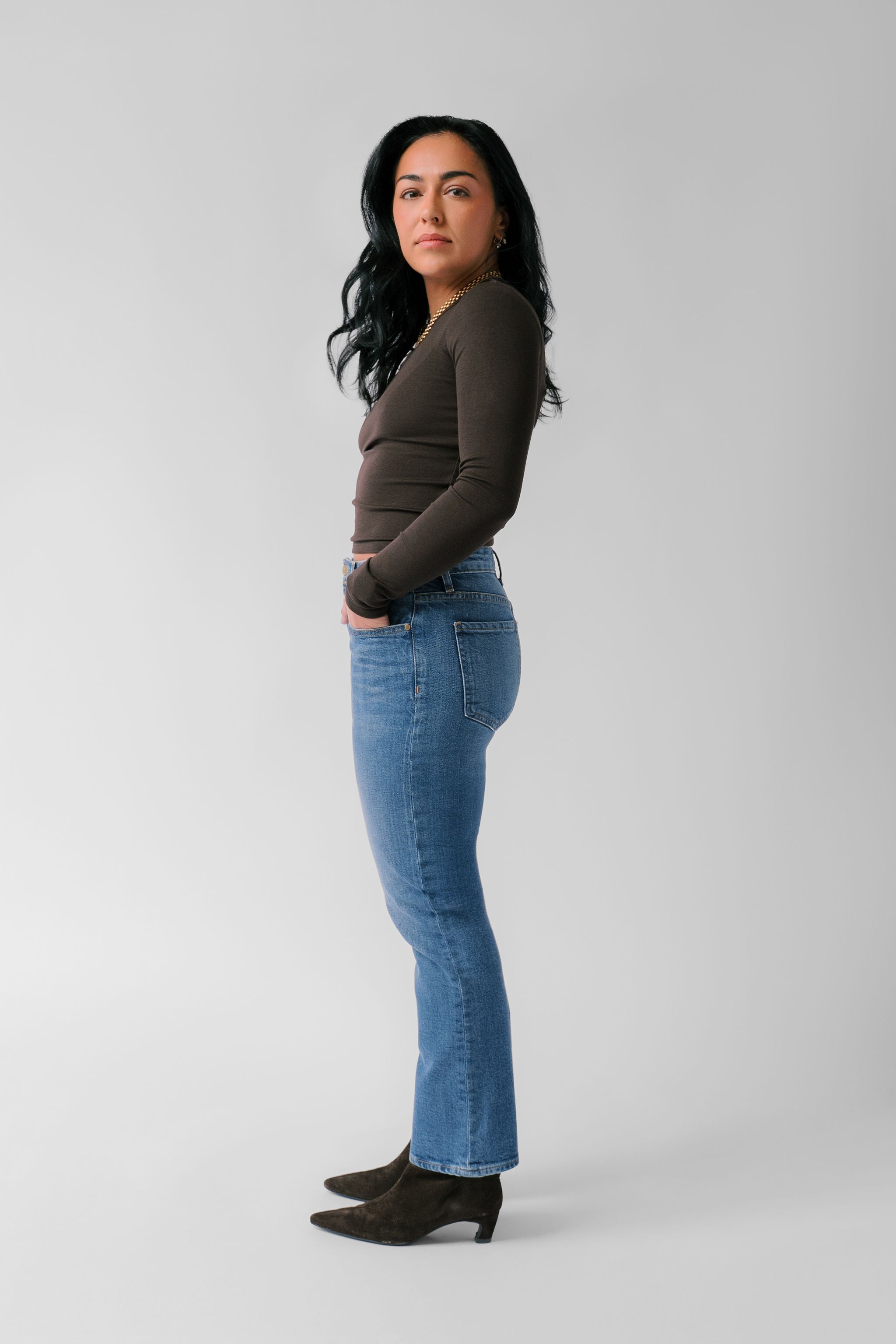 Nelle Atelier Petite Cropped Straight Jean - The Gabi in Royal