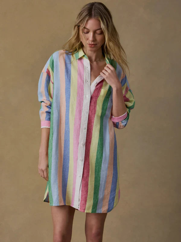 Faherty Laguna Linen Mini Shirtdress