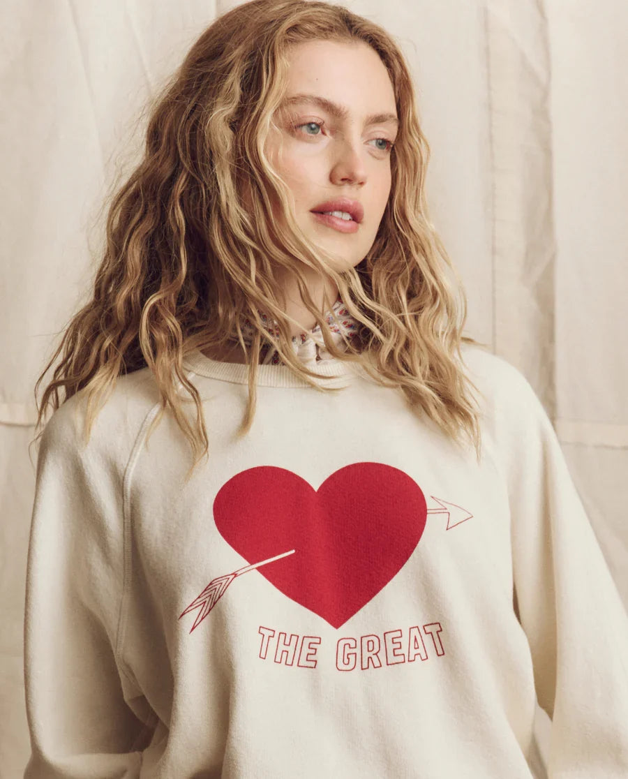 The Great. College Sweatshirt w/ Heart Graphic