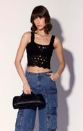 Beverly Tank Top, Dot Crochet Black / Final Sale