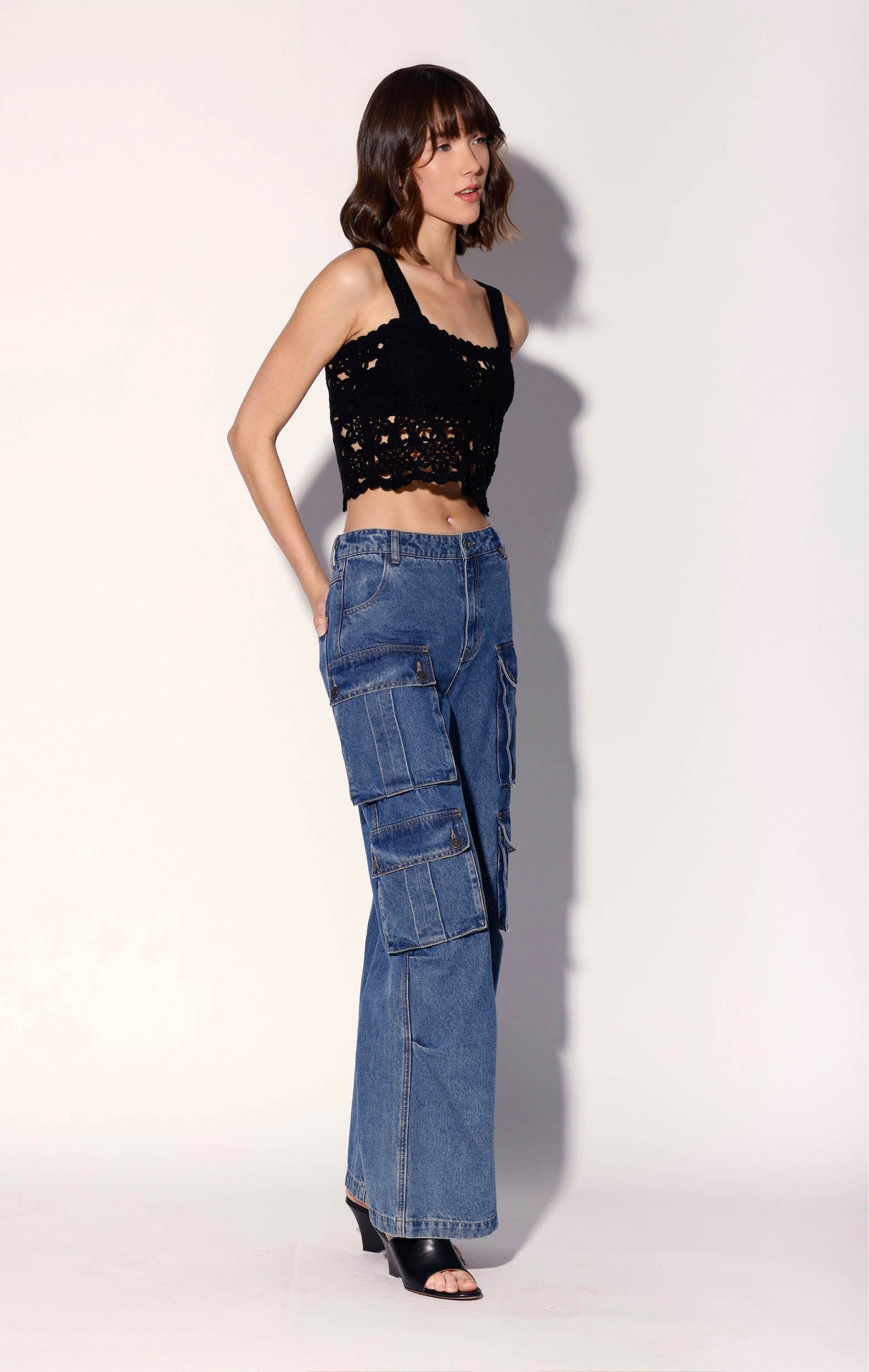 Beverly Tank Top, Dot Crochet Black / Final Sale