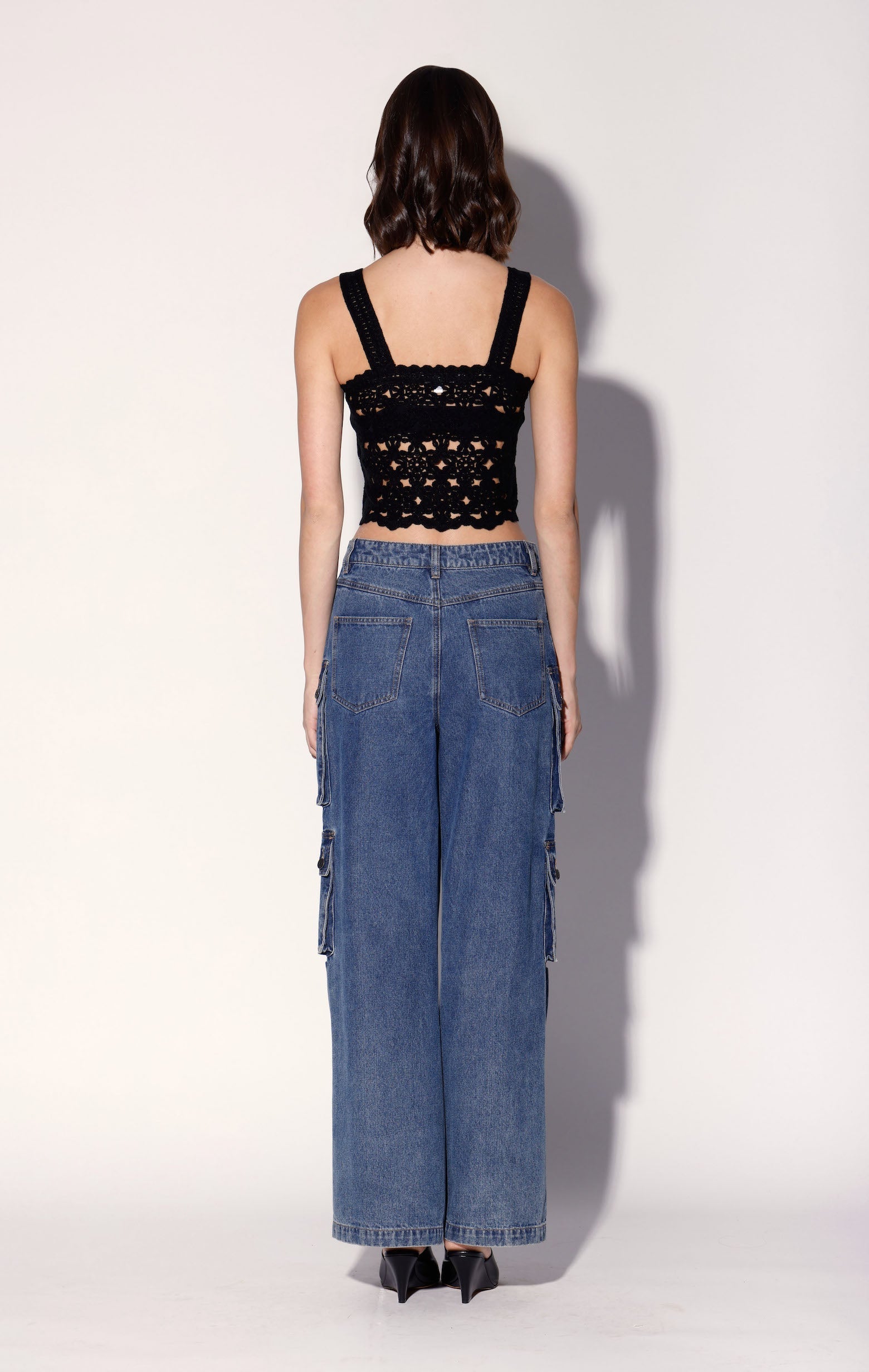 Beverly Tank Top, Dot Crochet Black / Final Sale