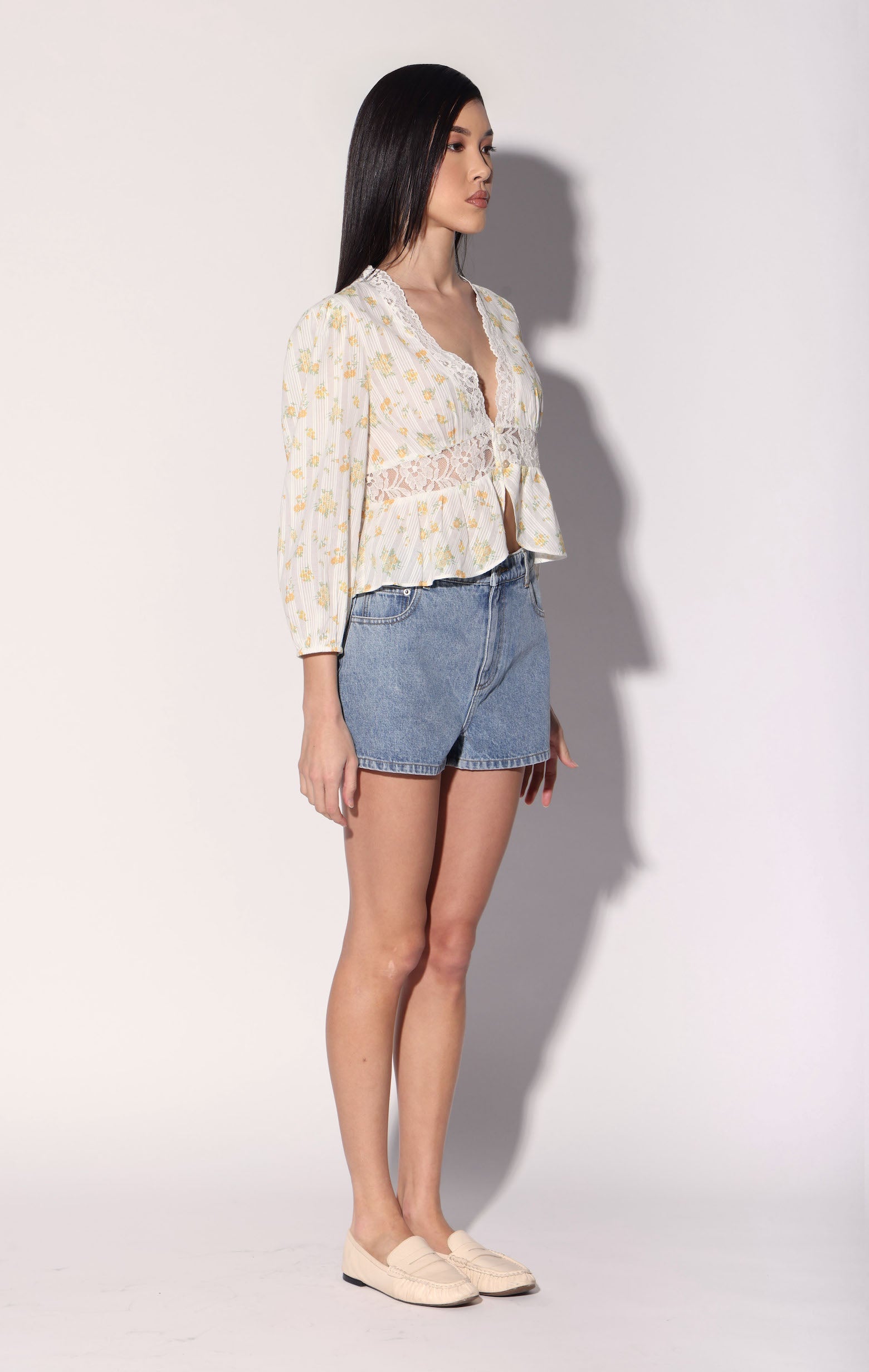Charlene Top, Yellow Bouquet / Final Sale