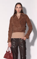 Rexa Short Trench, Chestnut Suede - Leather