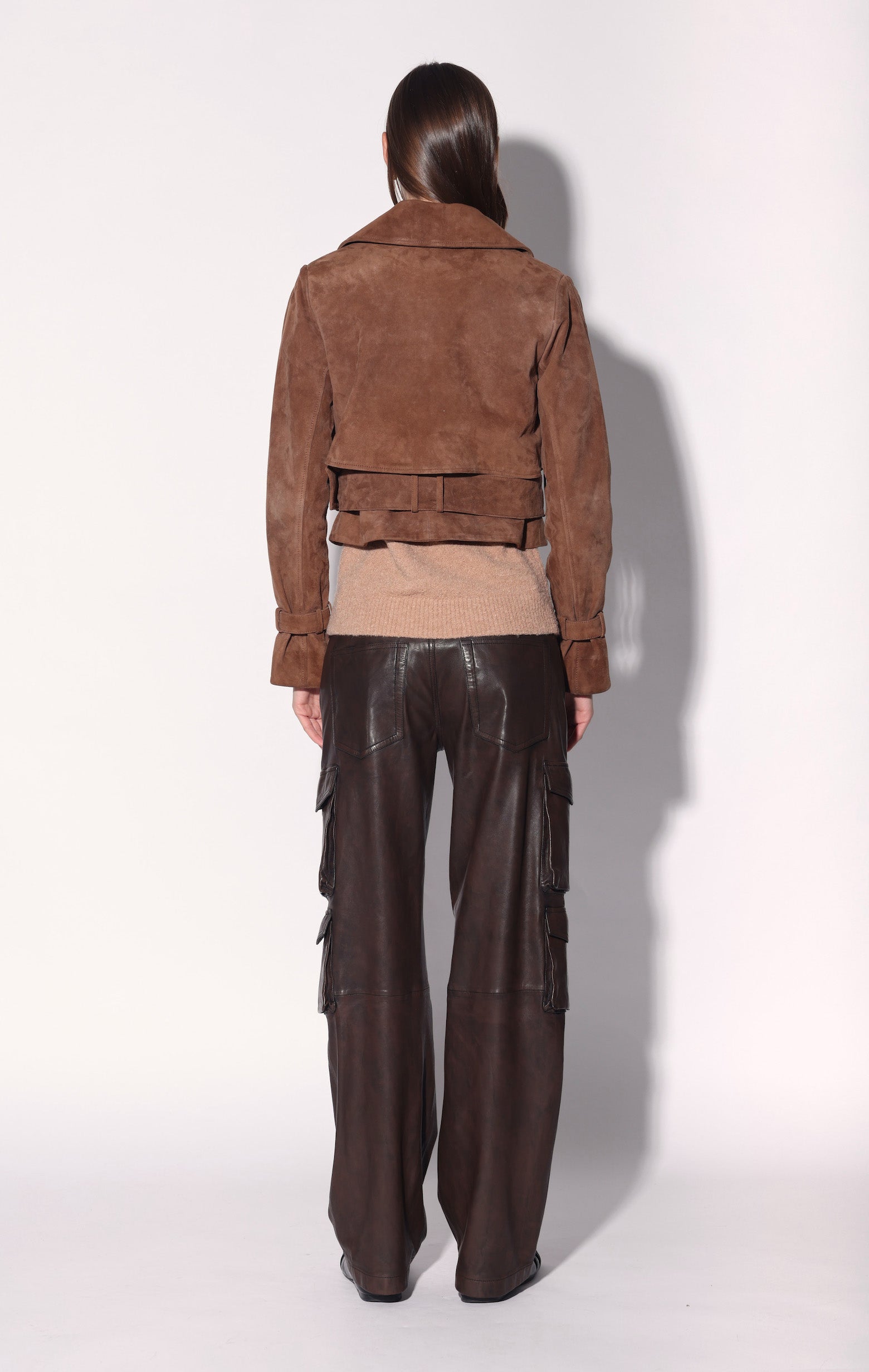 Rexa Short Trench, Chestnut Suede - Leather