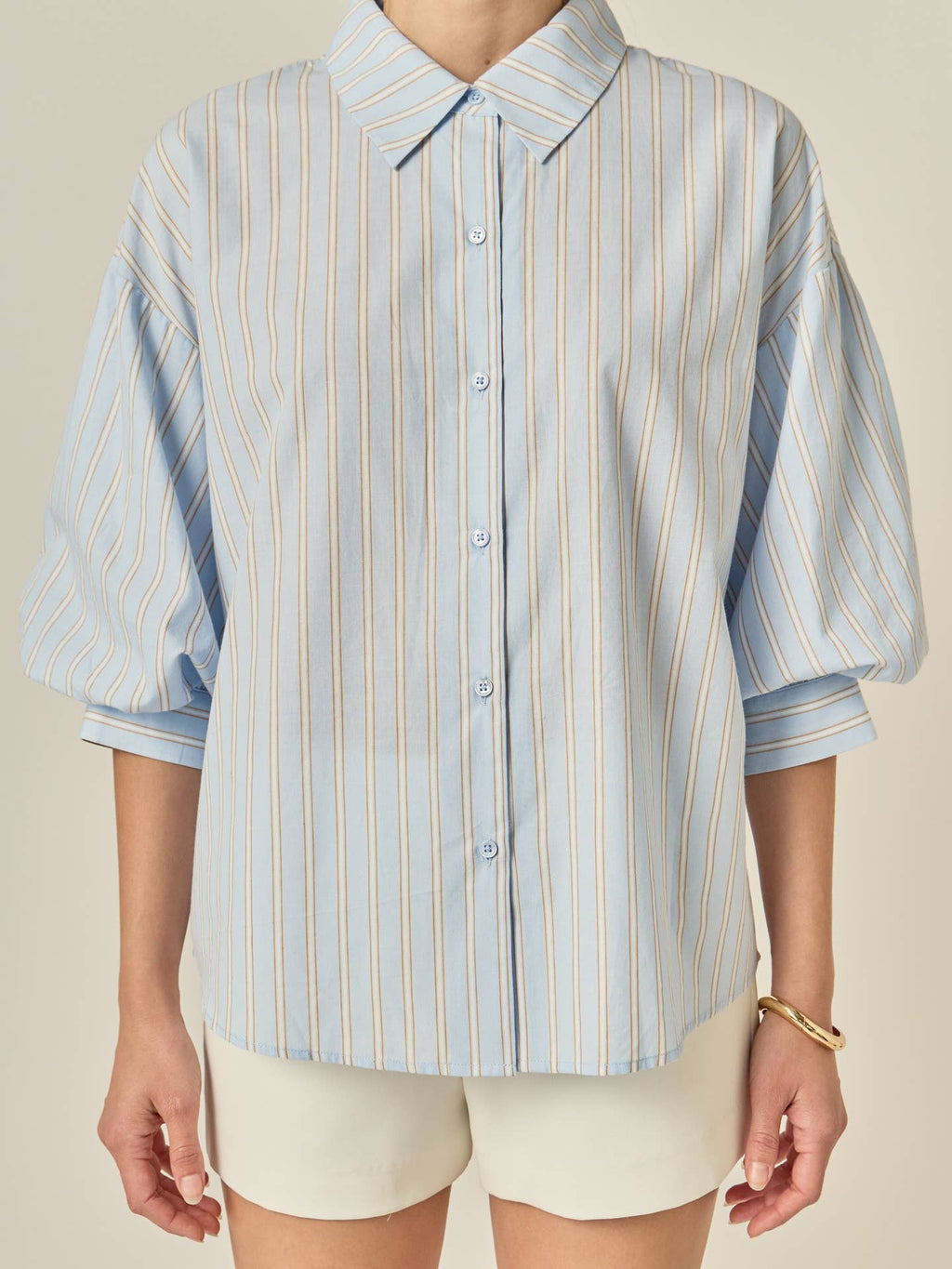 Striped Volume Sleeve Shirt
