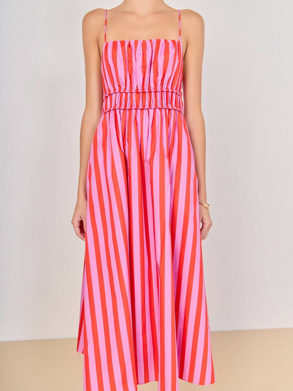 English Factory Stripe Sleeveless Maxi Dress