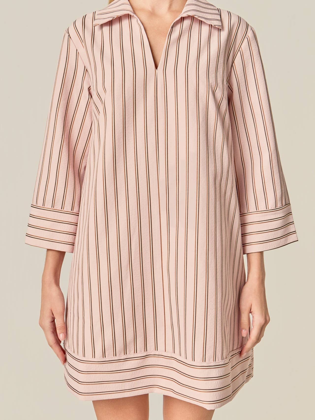 English Factory Stripe Collared Mini Dress