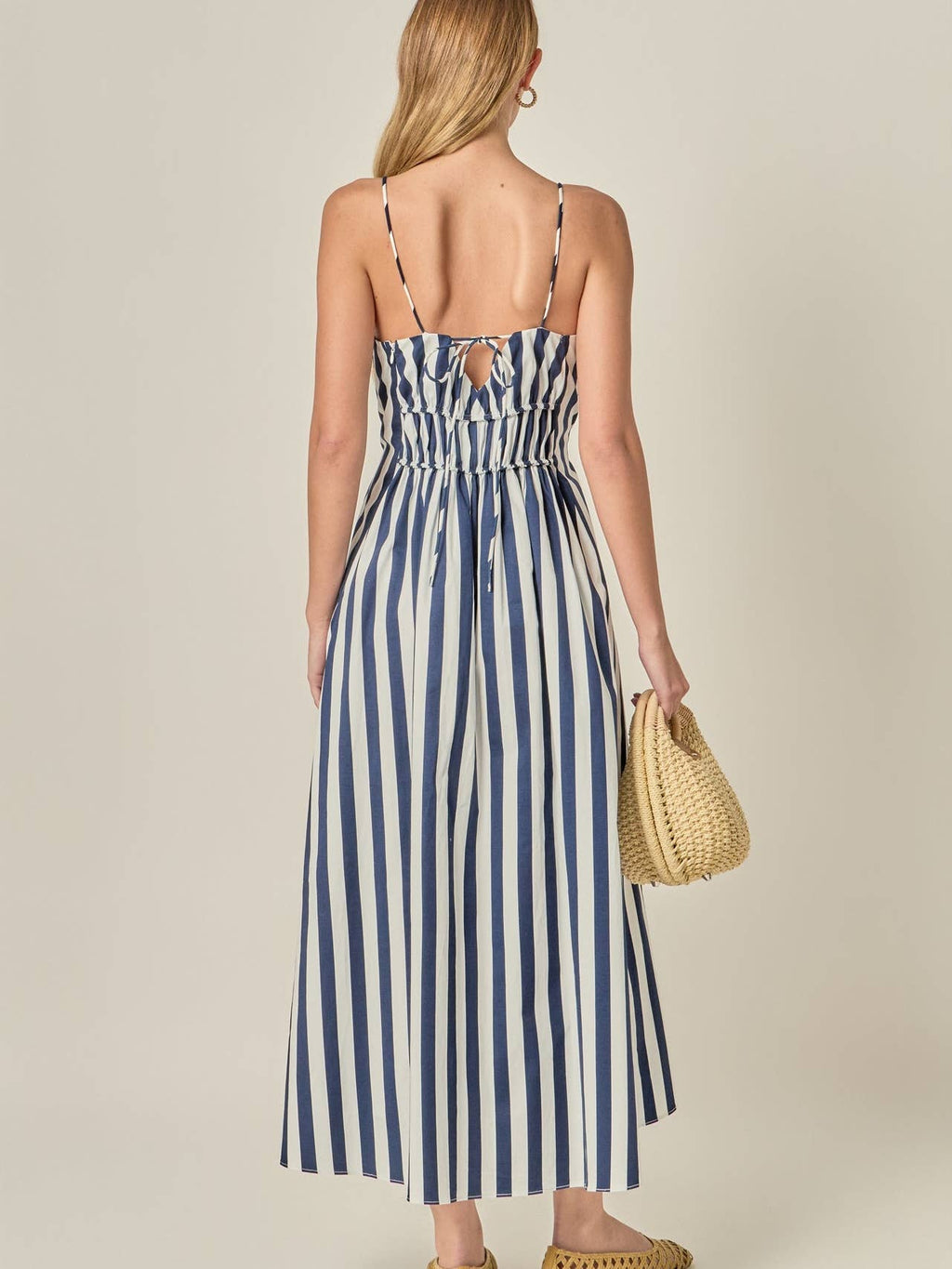 English Factory Stripe Sleeveless Maxi Dress