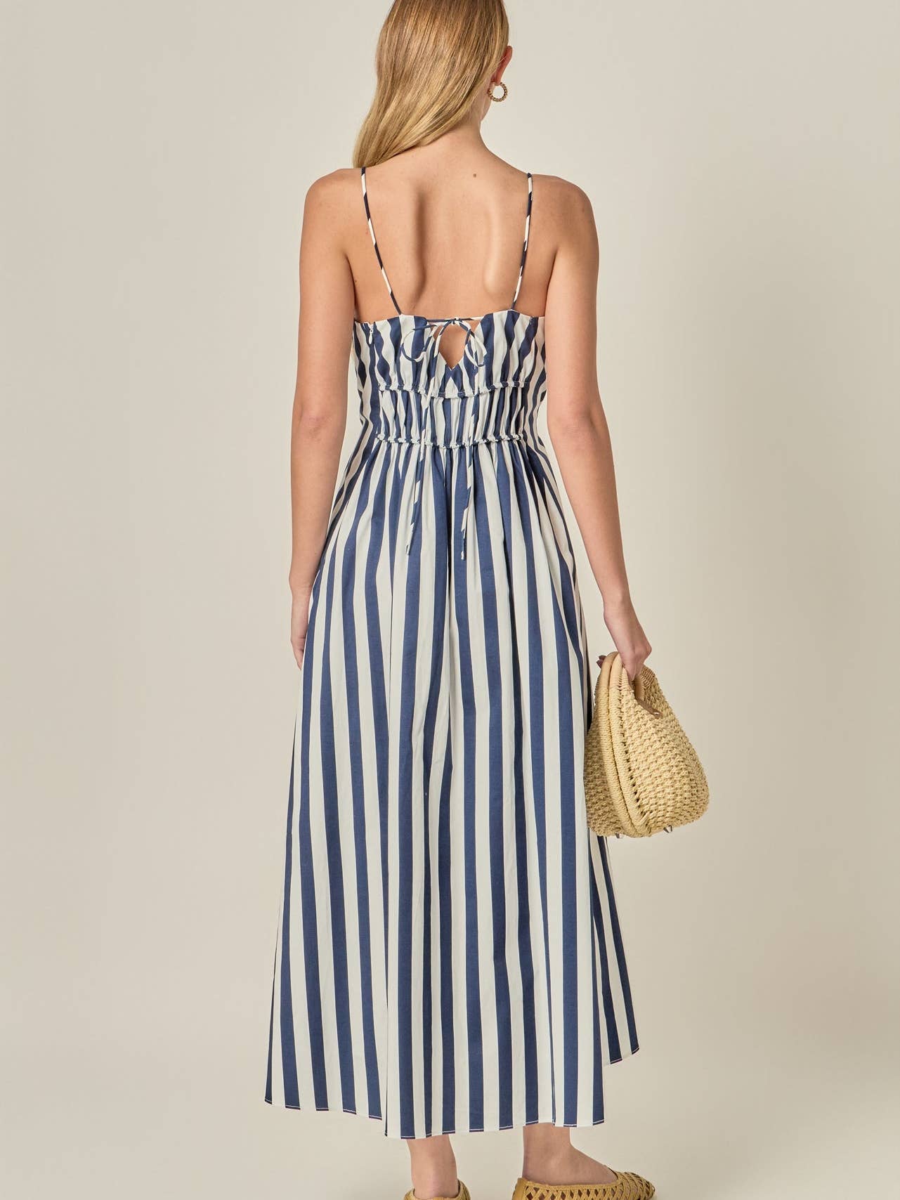 English Factory Stripe Sleeveless Maxi Dress