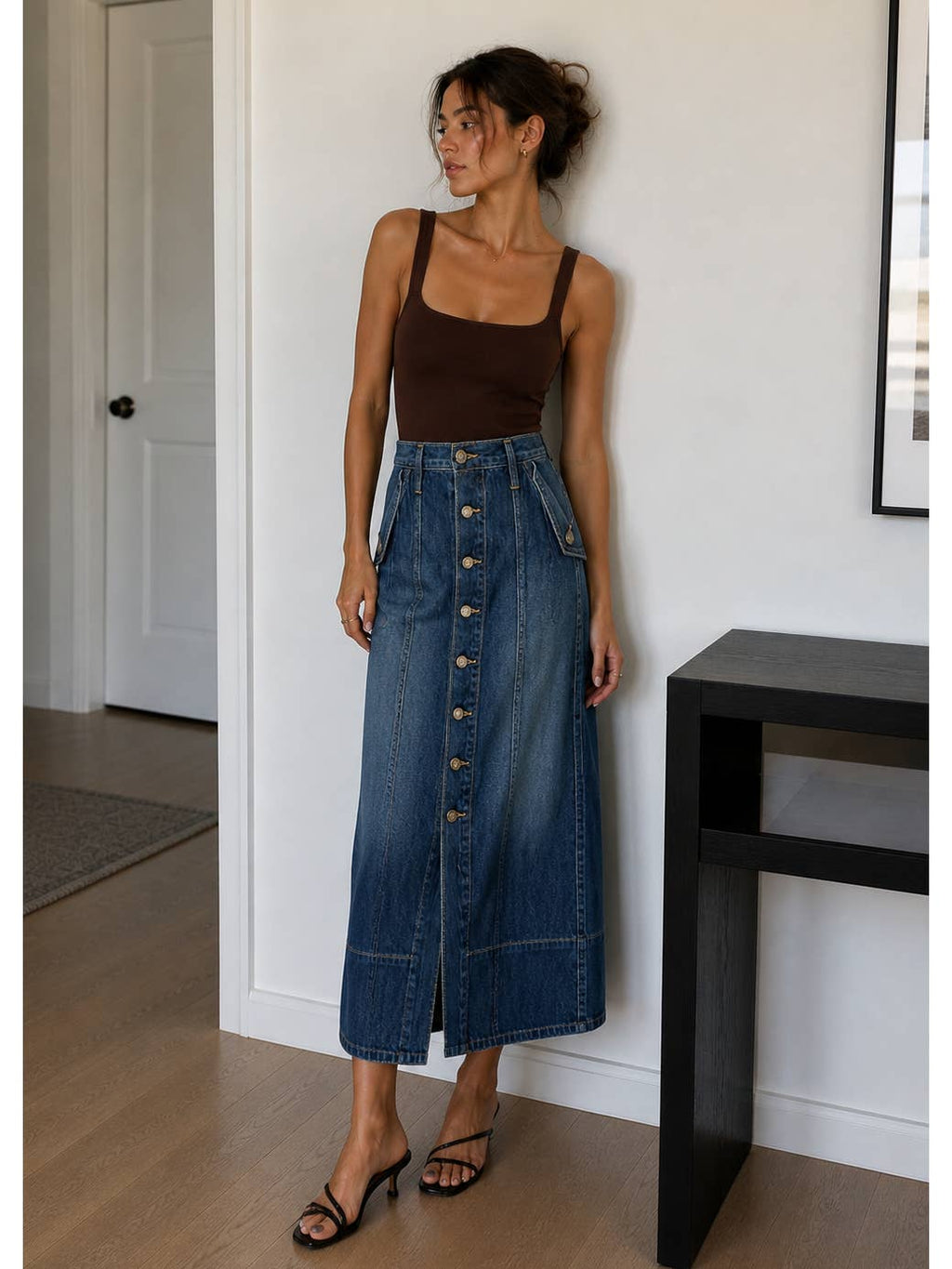 Rachel Utility Maxi Skirt - Button Detail
